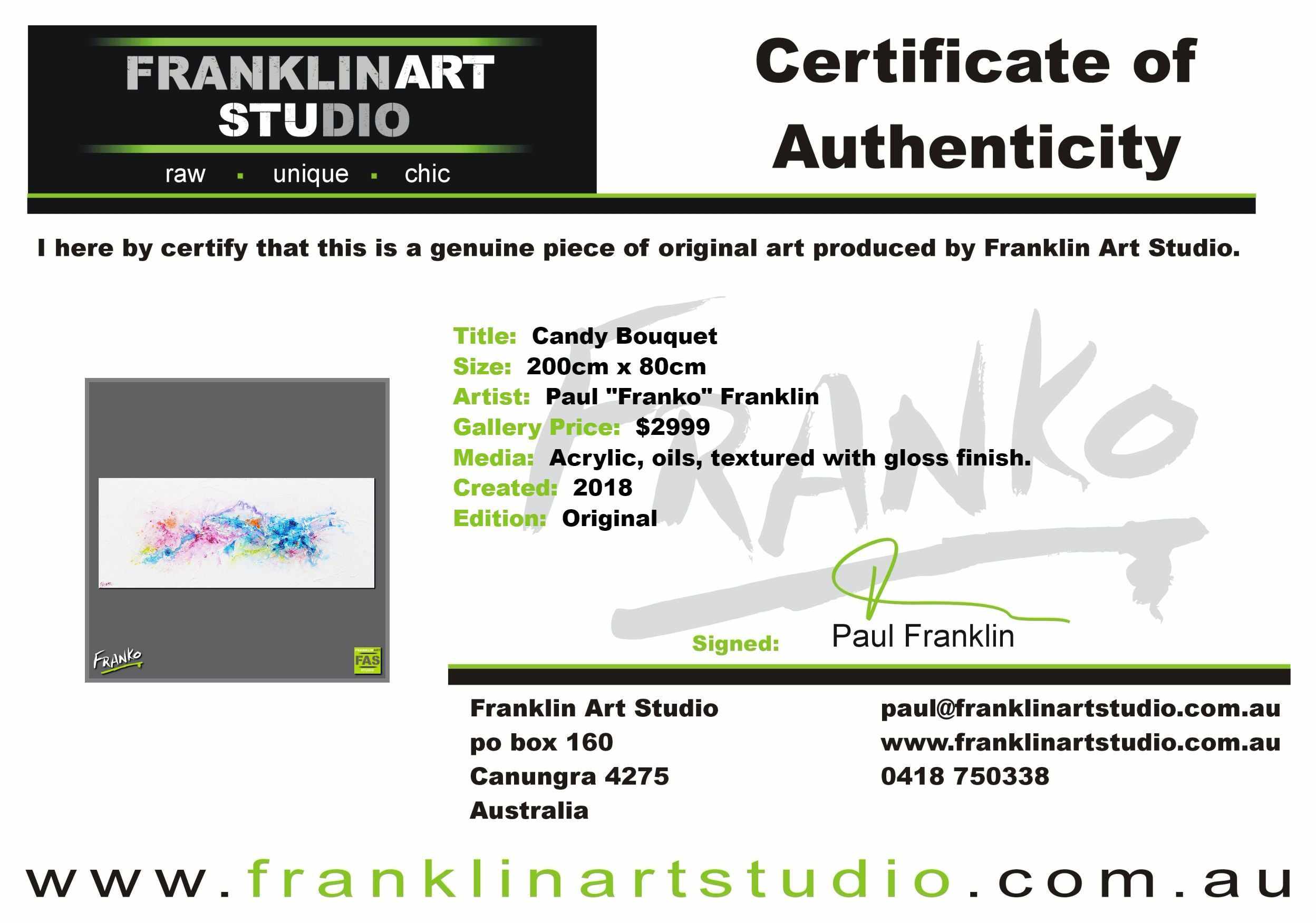 Candy Bouquet 200cm x 80cm Colourful Abstract Painting (SOLD)-Abstract-[Franko_Artist]-[The_Block]-[Dream_Homes]-[ideas]-[Grand_Designs]-[Art_Lover]-Franklin Art Studio