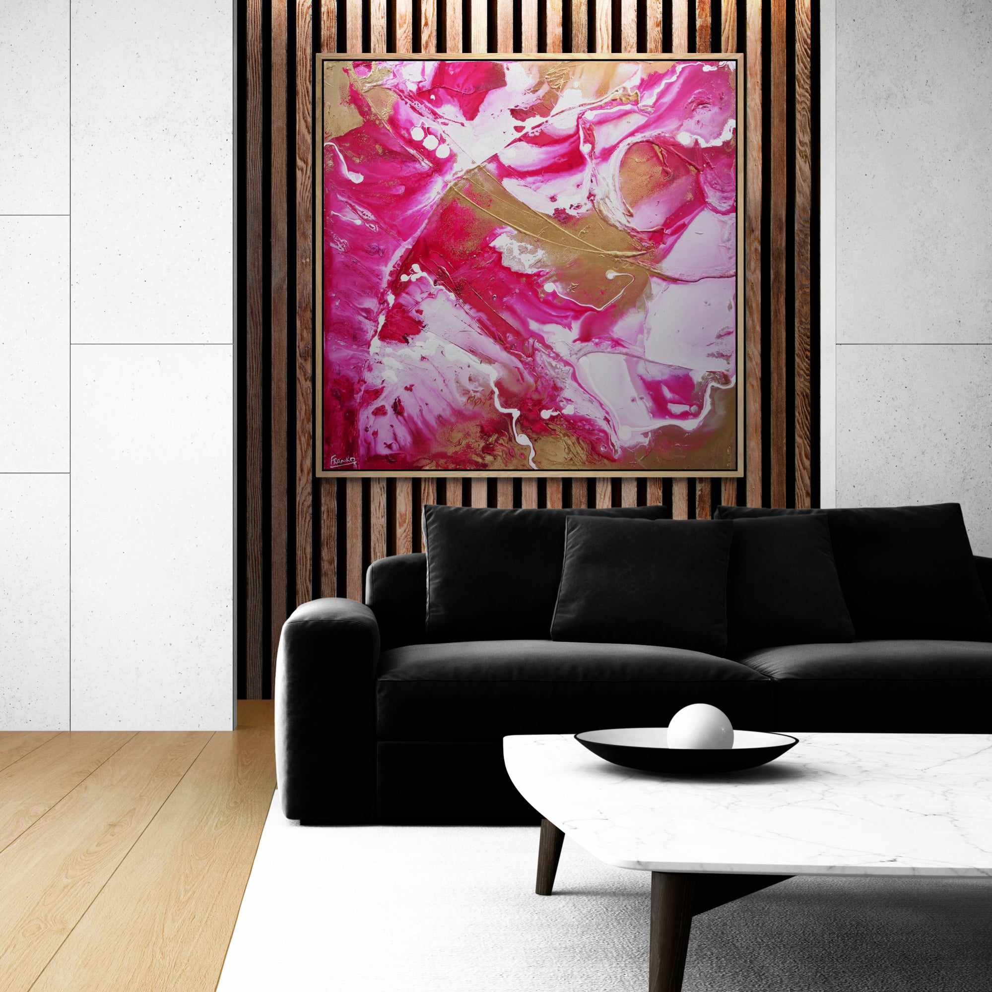 Candy Jazz 120cm x 120cm Gold Pink White Textured Abstract Painting (SOLD)-Abstract-[Franko_Artist]-[Australian_artist]-[Gold_Coast]-[Brisbane]-[modern]-[contemporary]-[original]-[Large_artwork]-[The_Block]-[Dream_Homes]-[ideas]-[Grand_Designs]-[Art_Lover]-Franklin Art Studio