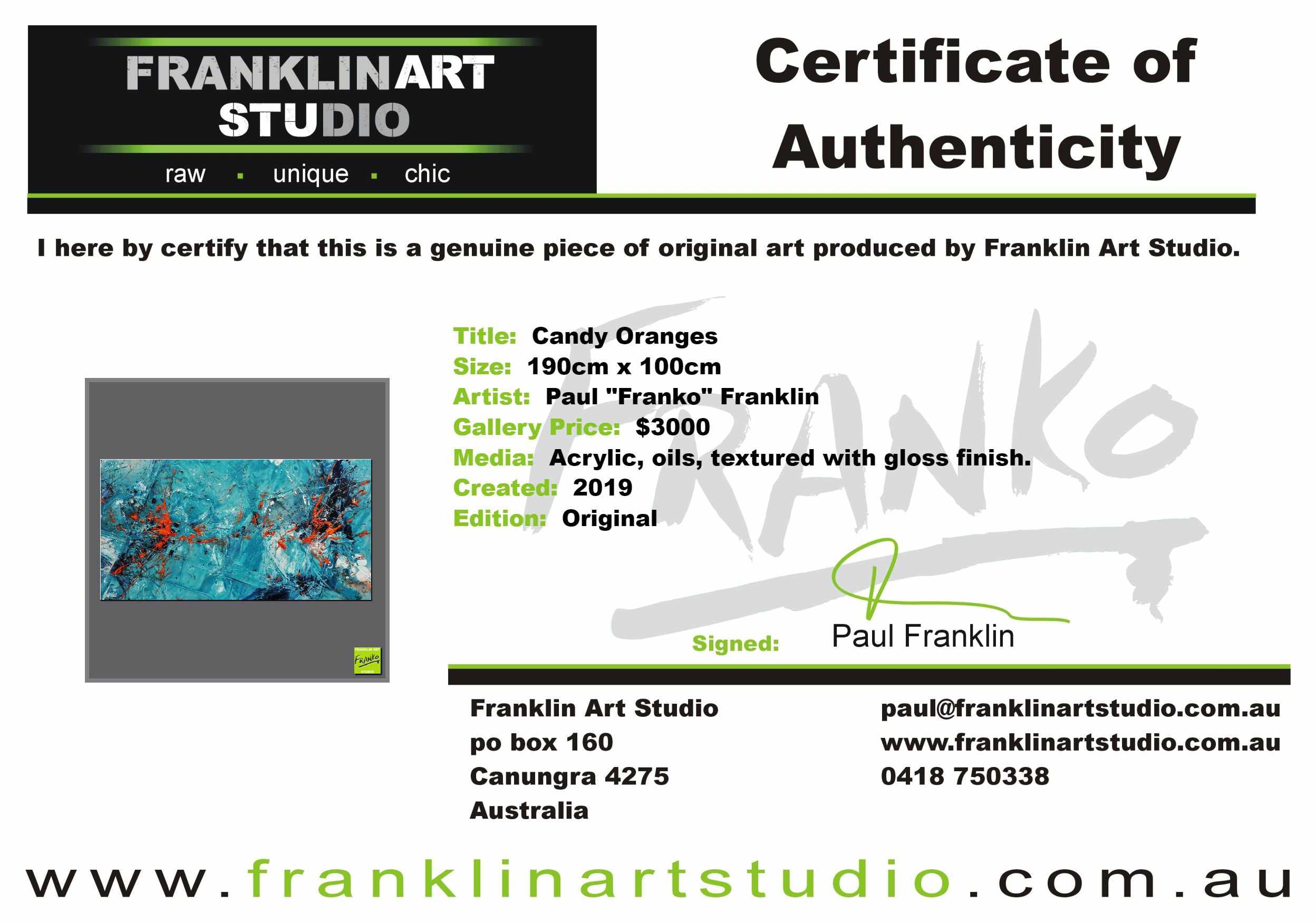Candy Oranges 190cm x 100cm Blue Orange Textured Abstract Painting (SOLD)-Abstract-[Franko_Artist]-[The_Block]-[Dream_Homes]-[ideas]-[Grand_Designs]-[Art_Lover]-Franklin Art Studio
