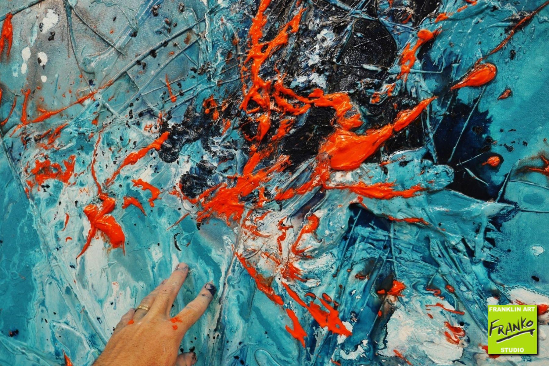 Candy Oranges 190cm x 100cm Blue Orange Textured Abstract Painting (SOLD)