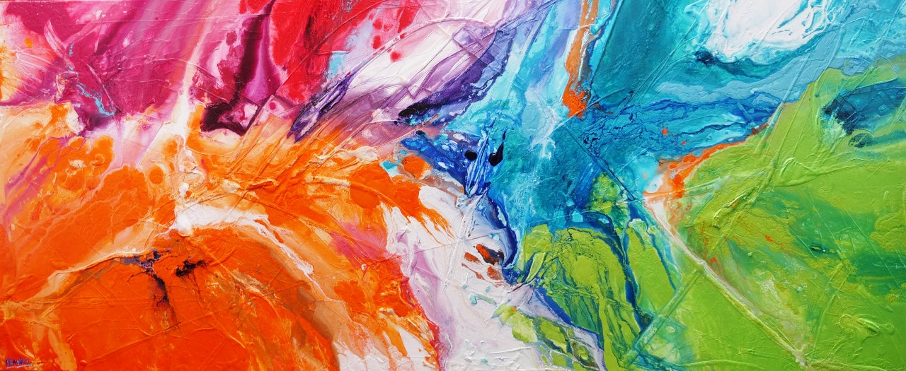 Candy Pop 240cm x 100cm Colourful Textured Abstract Painting (SOLD)-Abstract-[Franko_Artist]-[Australian_artist]-[Gold_Coast]-[Brisbane]-[modern]-[contemporary]-[original]-[Large_artwork]-Franklin Art Studio