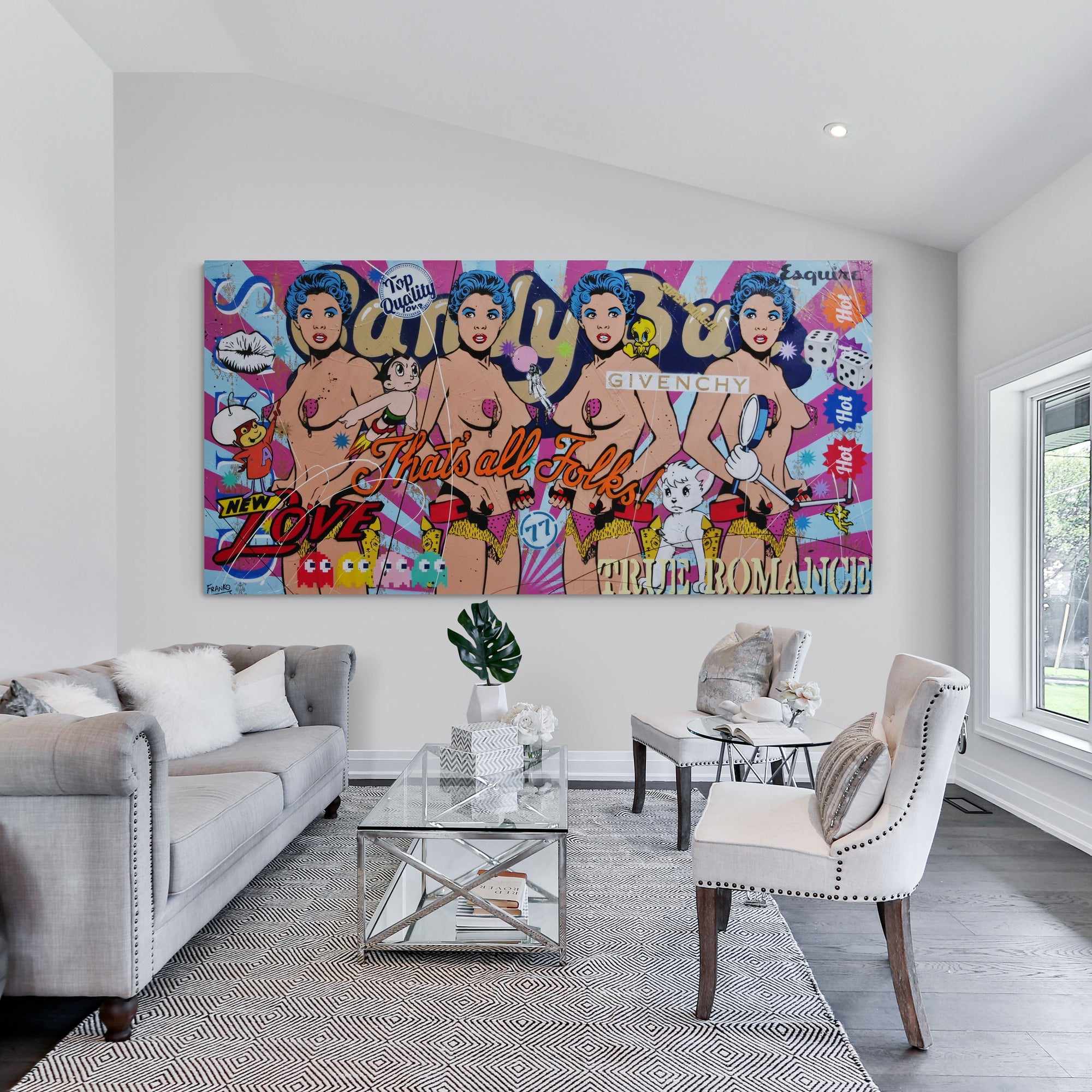 Candy's New Love 240cm x 120cm Candy Barr Textured Urban Pop Art Painting (SOLD)-Urban Pop Art-[Franko_Artist]-[The_Block]-[Dream_Homes]-[ideas]- [Grand_Designs]-Franklin Art Studio