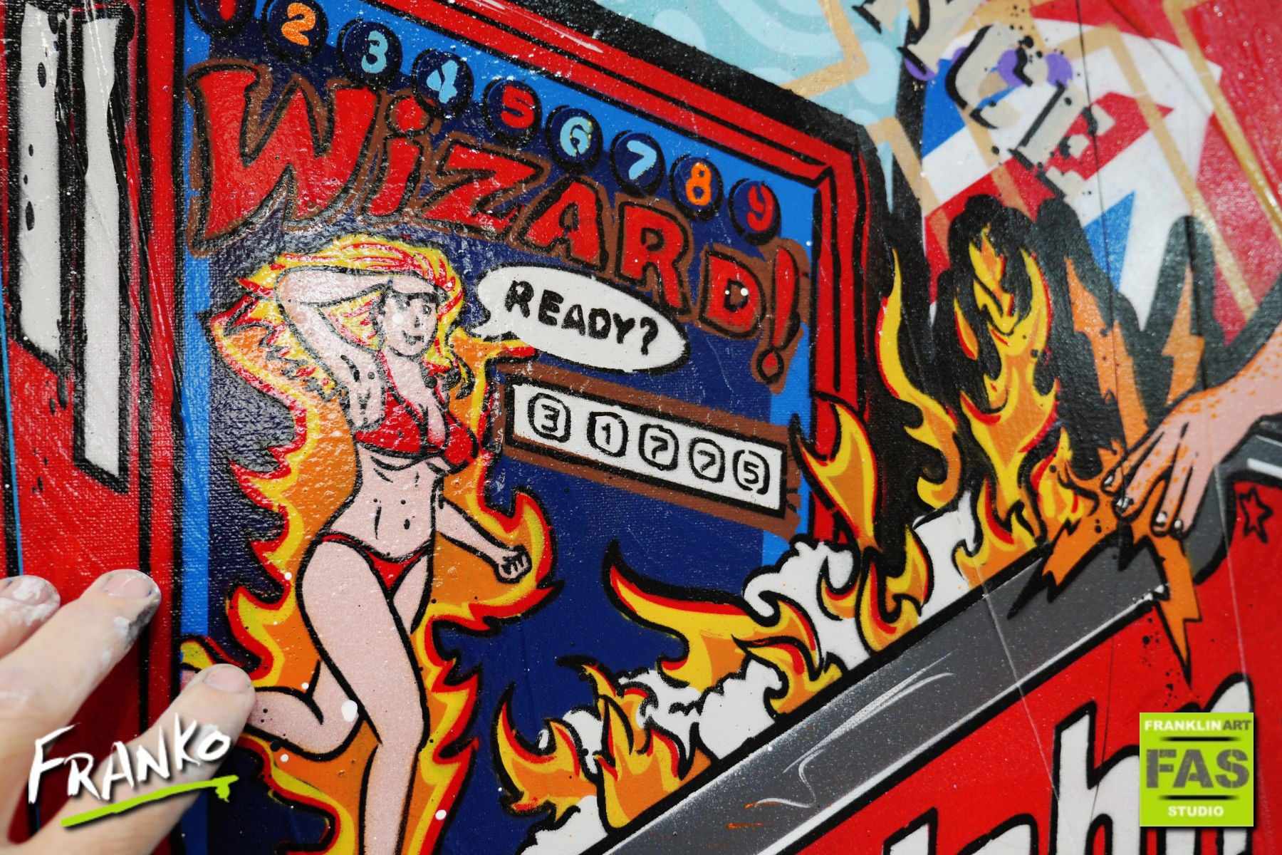 Captain Fantastic 140cm x 100cm 70's Pinball board Elton Johns 'Captain Fantastic and the Brown Dirt Cowboy' urban pop art painting (SOLD)