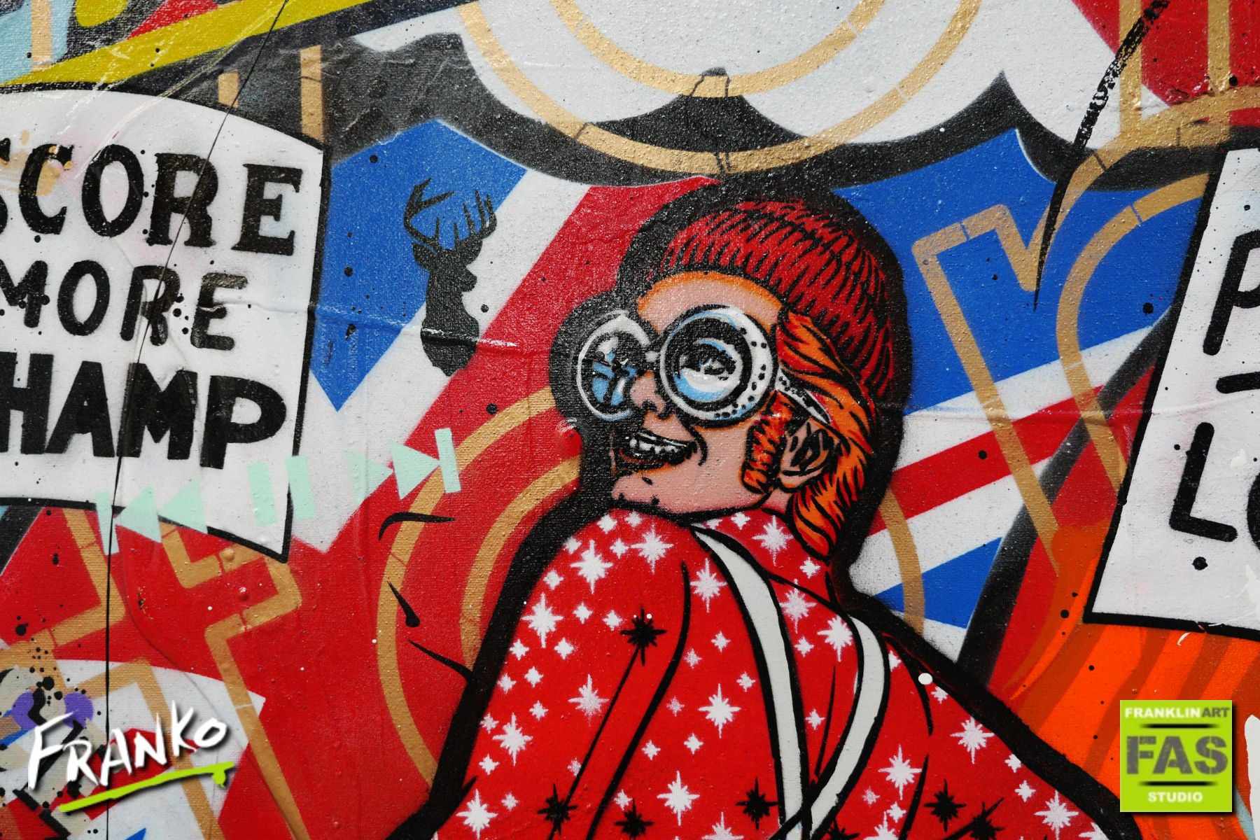 Captain Fantastic 140cm x 100cm 70's Pinball board Elton Johns 'Captain Fantastic and the Brown Dirt Cowboy' urban pop art painting (SOLD)