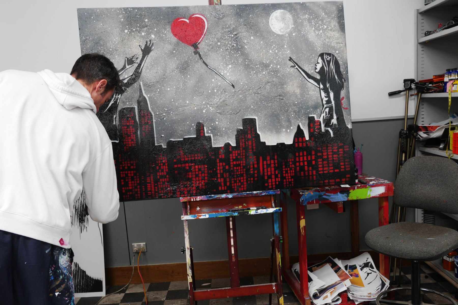 update alt-text with template Captured Heart 140cm x 100cm Grey Urban Pop Art Painting-urban pop-[Franko_Artist]-[The_Block]-[Dream_Homes]-[ideas]- [Grand_Designs]-Franklin Art Studio