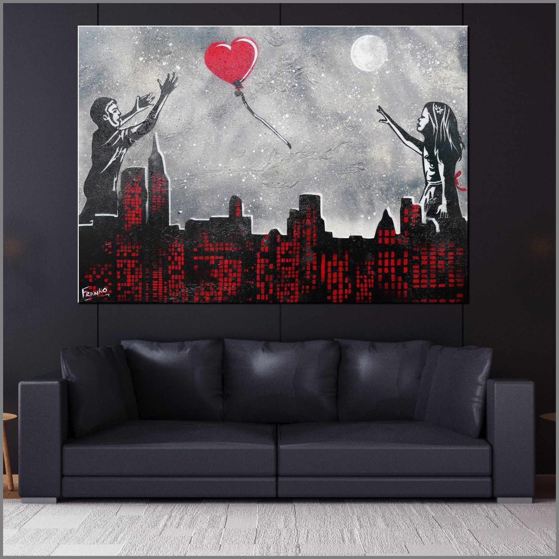 Captured Heart 140cm x 100cm Grey Urban Pop Art Painting-urban pop-[Franko_Artist]-[Australian_artist]-[Gold_Coast]-[Brisbane]-[modern]-[contemporary]-[original]-[Large_artwork]-[The_Block]-[Dream_Homes]-[ideas]-[Grand_Designs]-[Art_Lover]-Franklin Art Studio