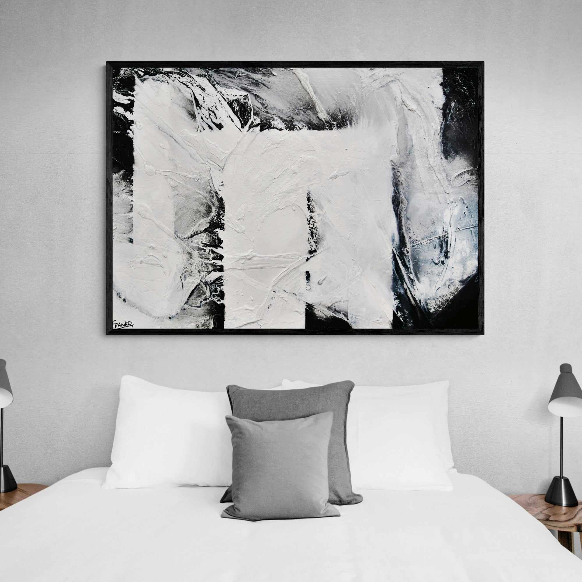 Carbon Fibre 140cm x 100cm Black White Textured Abstract Painting (SOLD)-Abstract-[Franko]-[Australian]-[Popular]-[Best Selling]-Franklin Art Studio