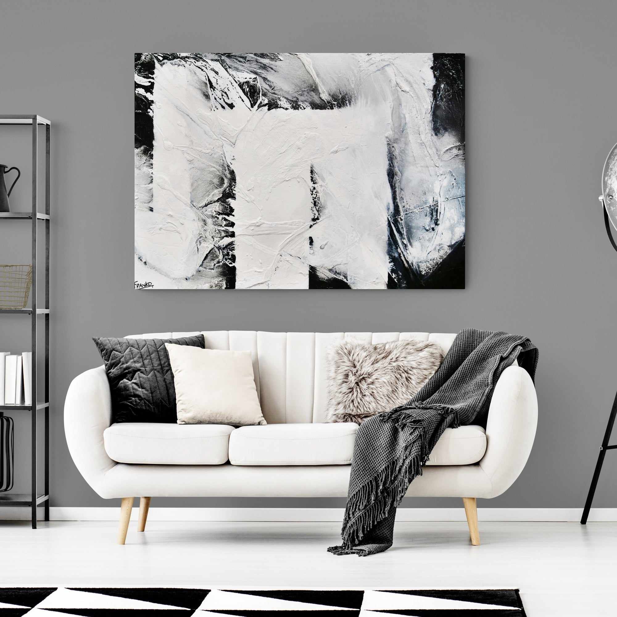 Carbon Fibre 140cm x 100cm Black White Textured Abstract Painting (SOLD)-Abstract-[Franko_Artist]-[Australian_artist]-[Gold_Coast]-[Brisbane]-[modern]-[contemporary]-[original]-[Large_artwork]-[The_Block]-[Dream_Homes]-[ideas]-[Grand_Designs]-[Art_Lover]-Franklin Art Studio