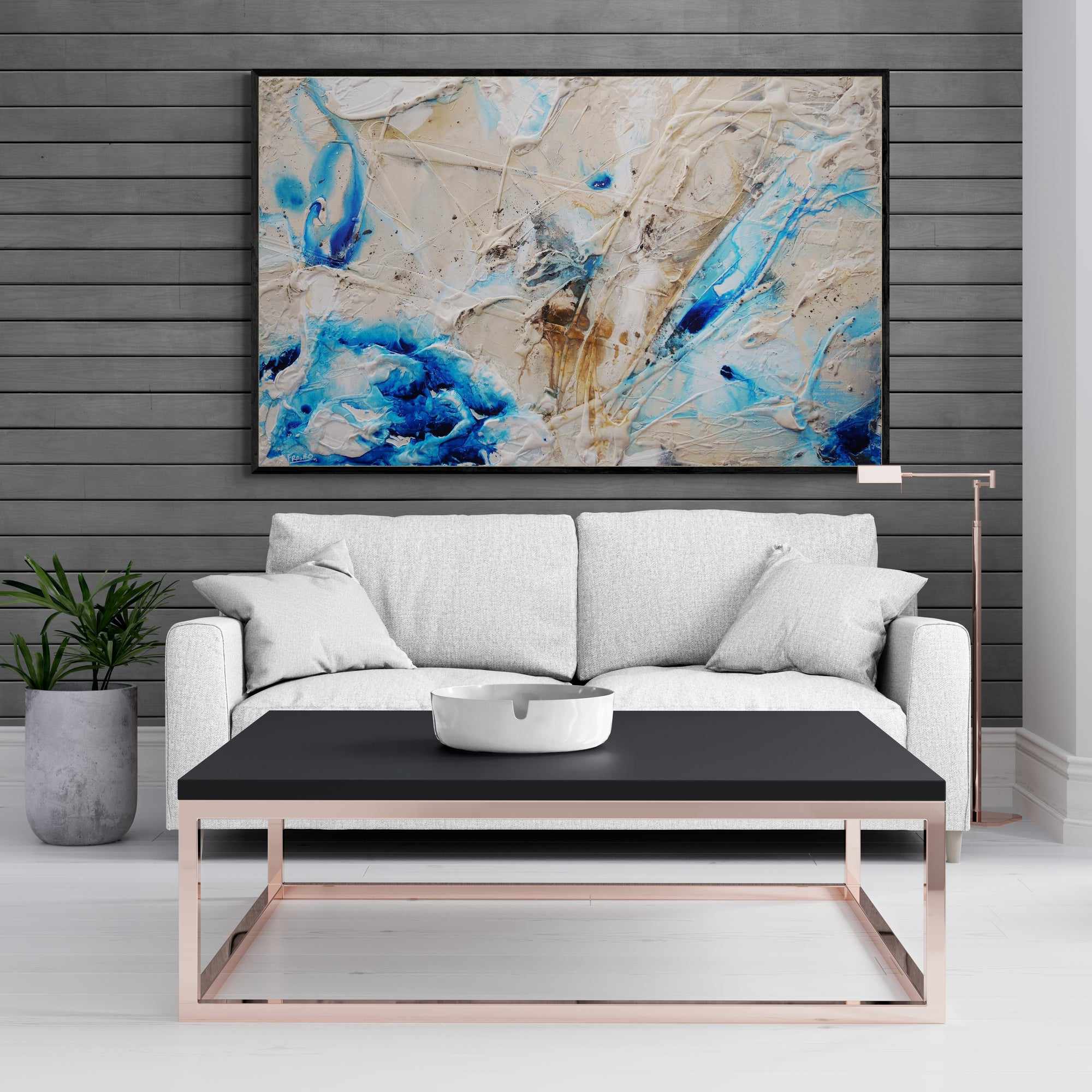 Casbah Sass 160cm x 100cm Cream Blue Textured Abstract Painting (SOLD)-Abstract-[Franko_Artist]-[The_Block]-[Dream_Homes]-[ideas]-[Grand_Designs]-[Art_Lover]-Franklin Art Studio