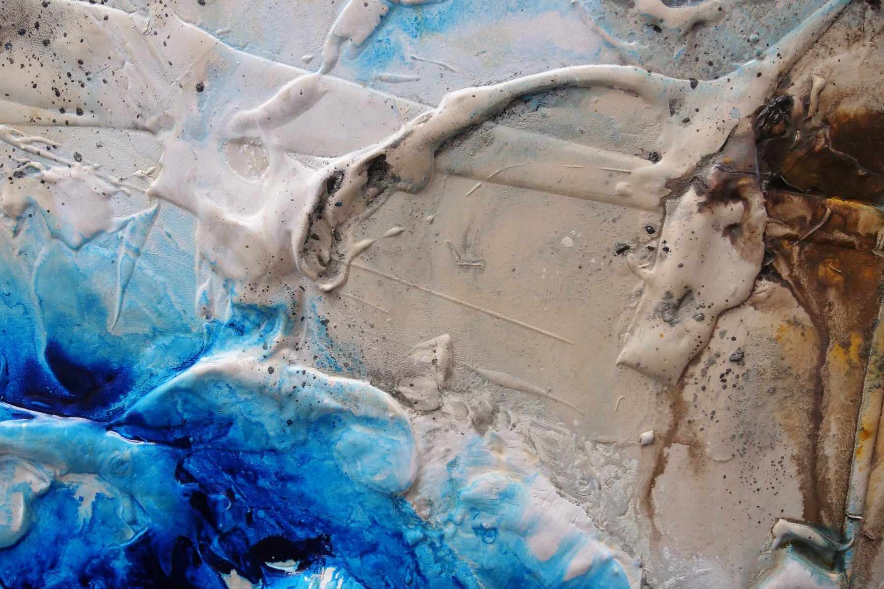 Casbah Sass 160cm x 100cm Cream Blue Textured Abstract Painting (SOLD)