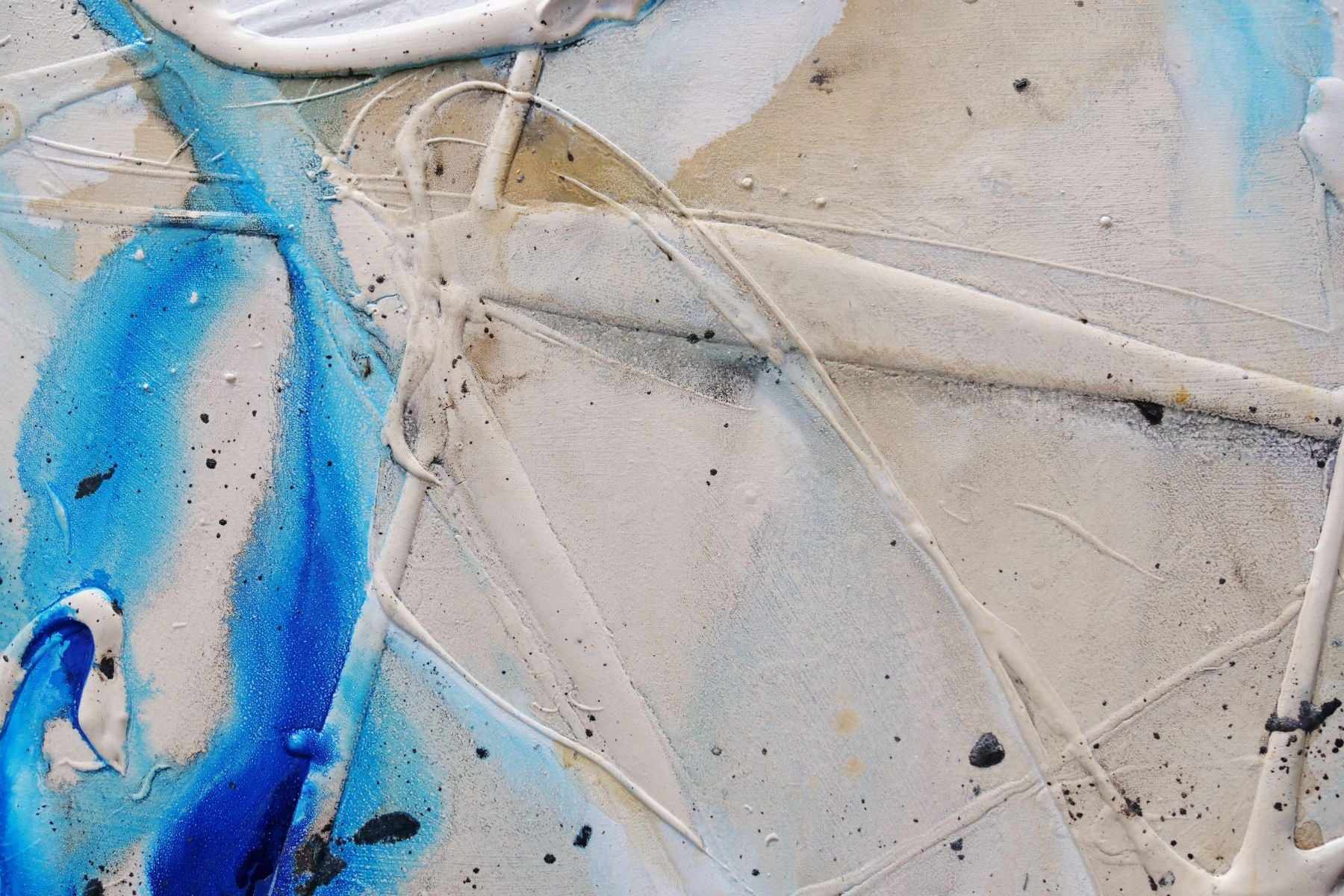 Casbah Sass 160cm x 100cm Cream Blue Textured Abstract Painting (SOLD)