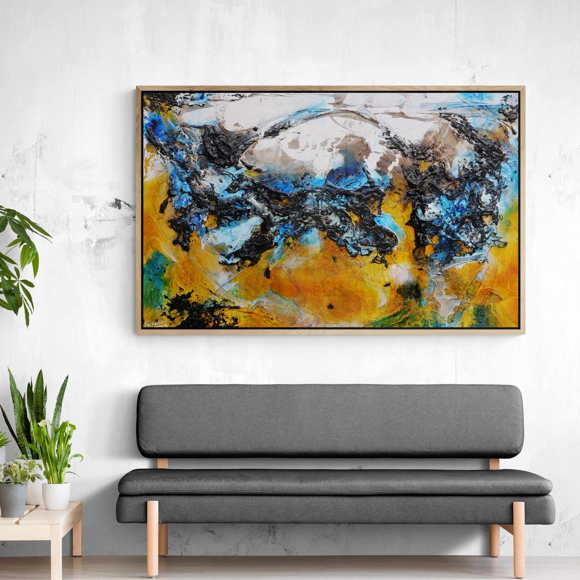Castaway Beach 160cm x 100cm Sienna Black Blue Textured Abstract Paintin (SOLD)-Abstract-[Franko_Artist]-[Australian_artist]-[Gold_Coast]-[Brisbane]-[modern]-[contemporary]-[original]-[Large_artwork]-[The_Block]-[Dream_Homes]-[ideas]-[Grand_Designs]-[Art_Lover]-Franklin Art Studio