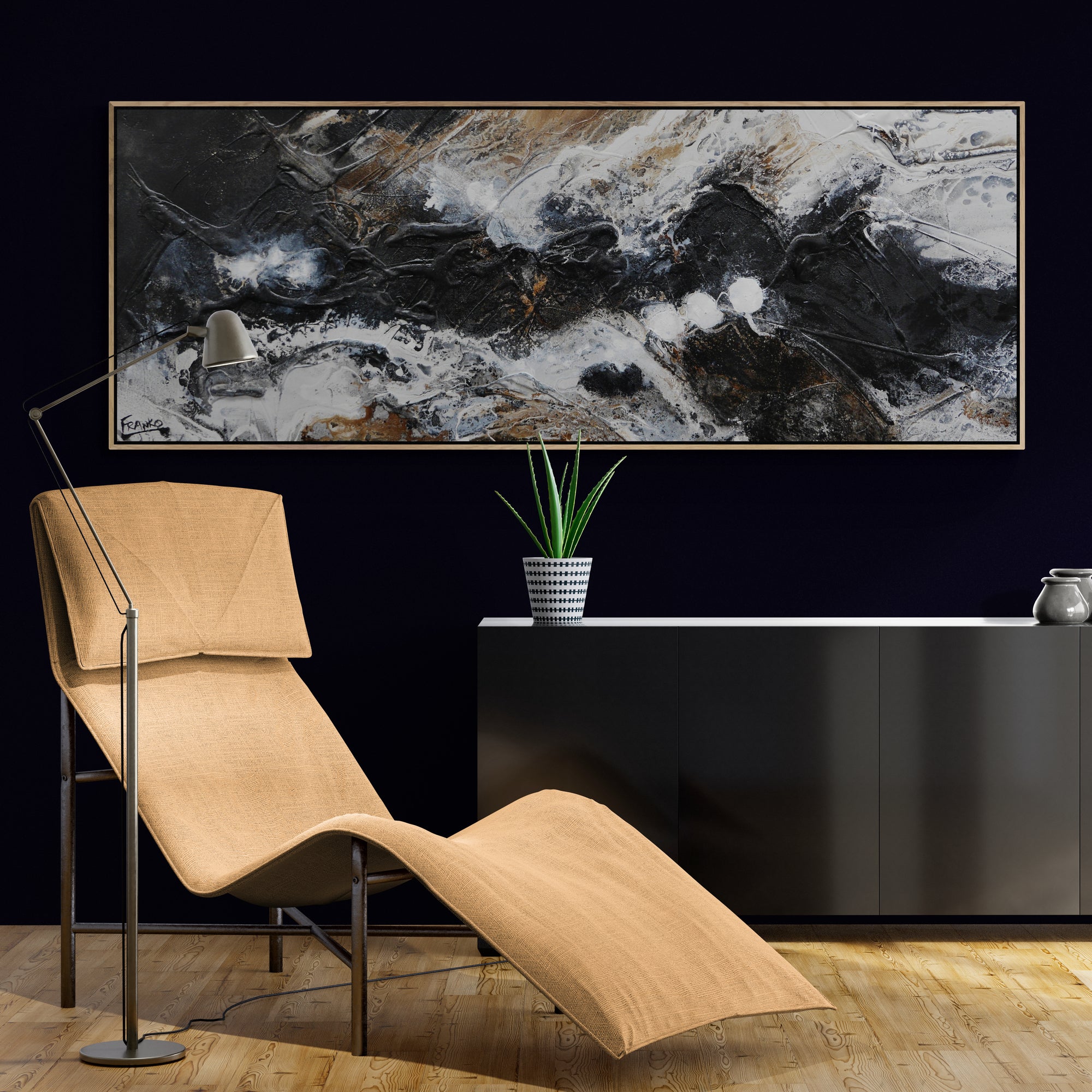 Distant Blaq 160cm x 60cm Black Rust Textured Abstract Painting (SOLD)-Abstract-[Franko_Artist]-[The_Block]-[Dream_Homes]-[ideas]-[Grand_Designs]-[Art_Lover]-Franklin Art Studio
