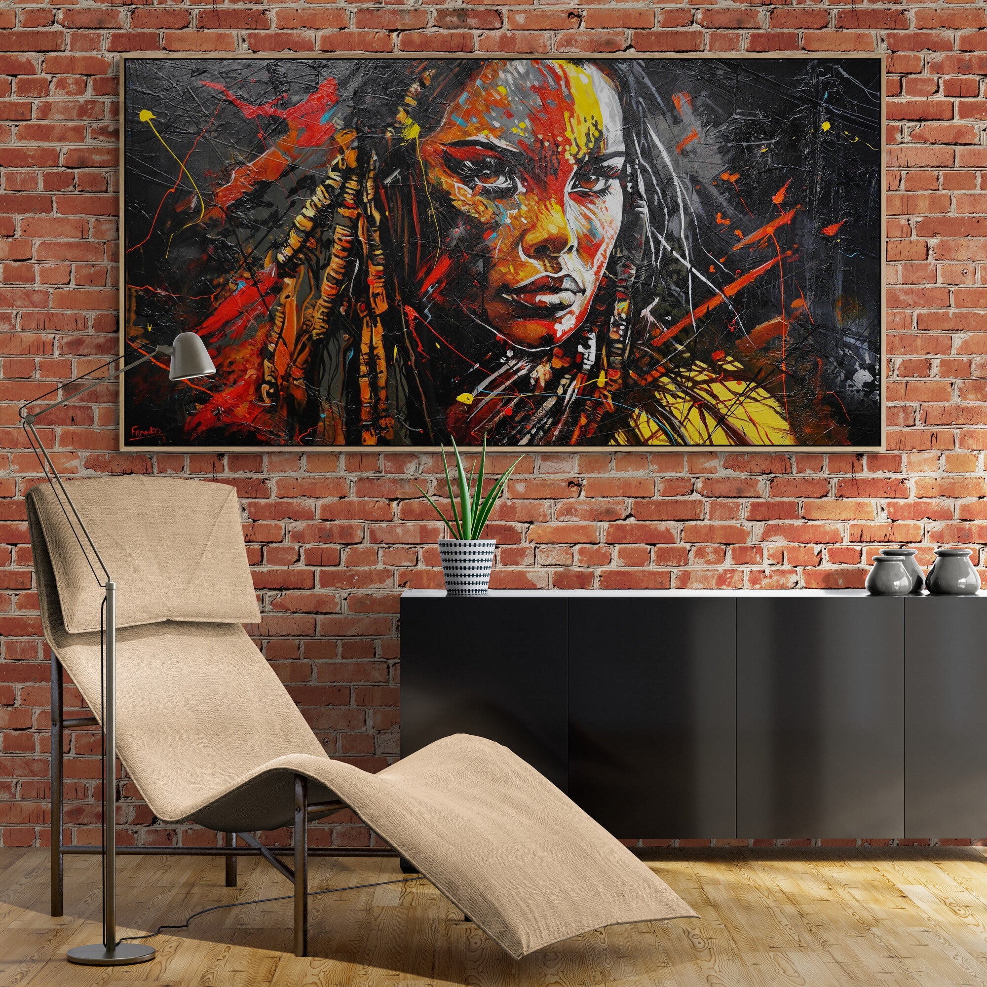 update alt-text with template Warrioress 190cm x 100cm Brave and Beautiful Abstract Framed Textured Painting (SOLD)-people-[Franko_Artist]-[The_Block]-[Dream_Homes]-[ideas]- [Grand_Designs]-Franklin Art Studio