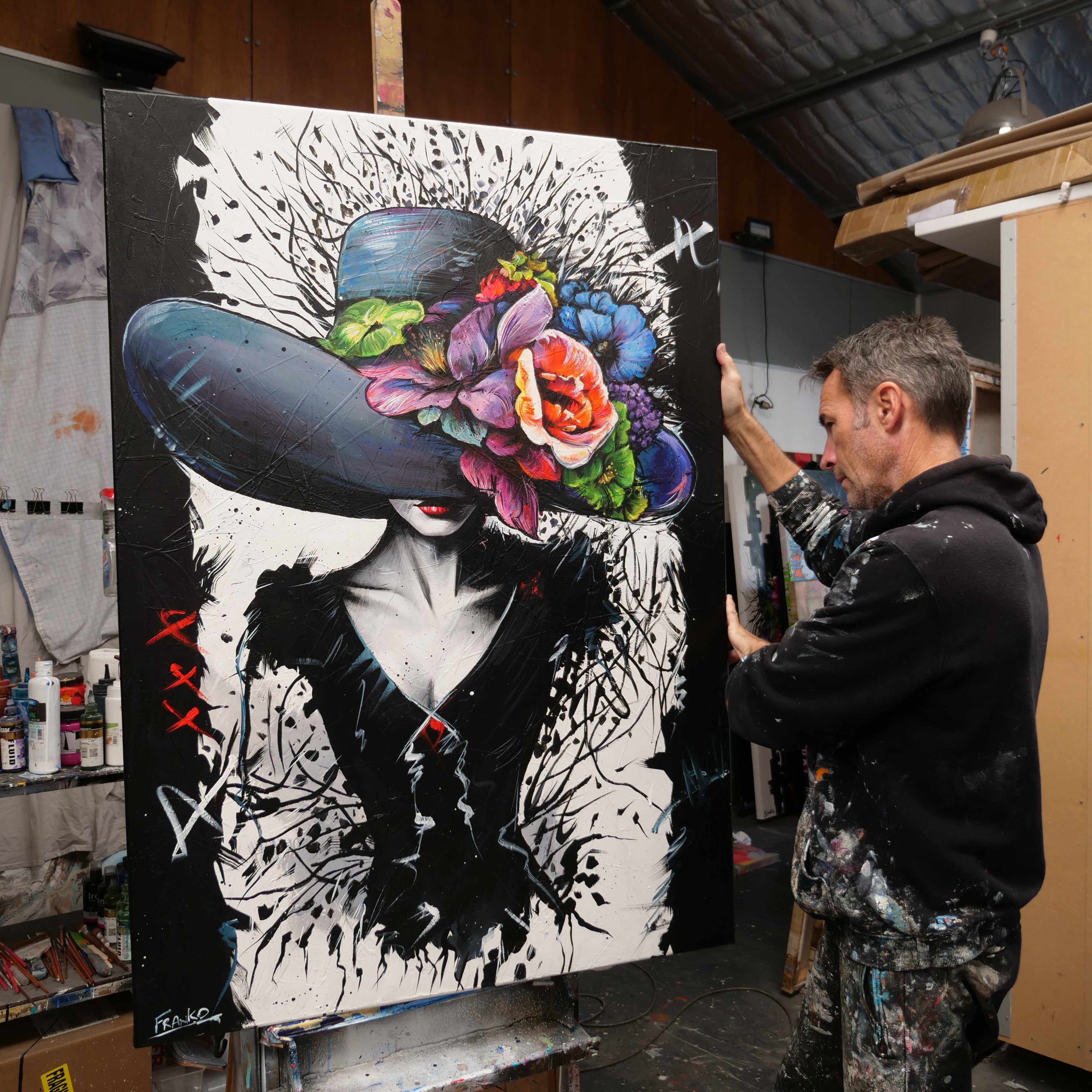 Chance 140cm x 100cm Flower Hat Abstract Elegance Textured Painting (SOLD)-people-[Franko_Artist]-[The_Block]-[Dream_Homes]-[ideas]- [Grand_Designs]-Franklin Art Studio
