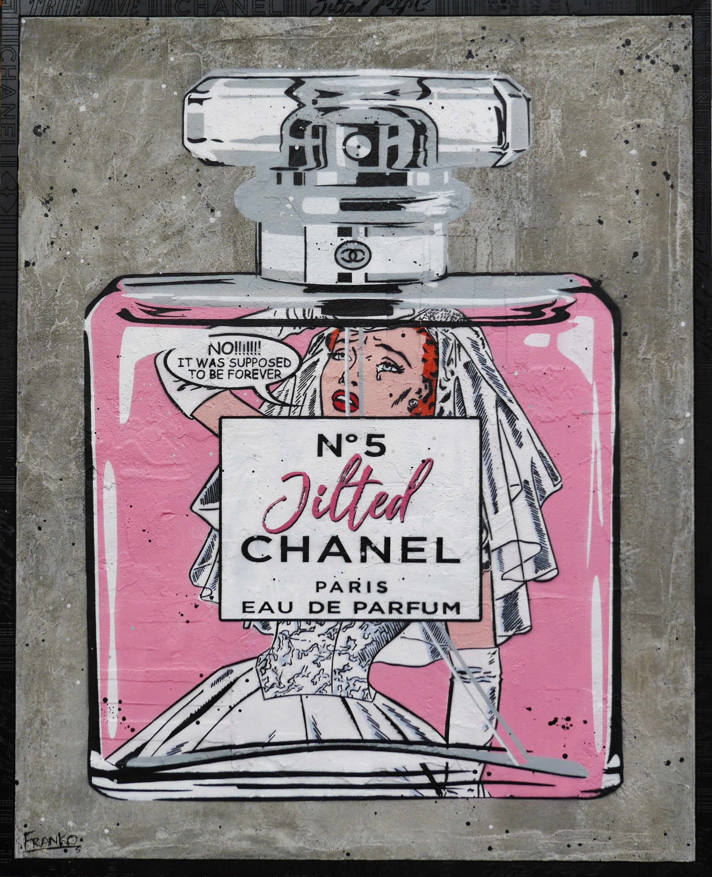 Jilted No.5 120cm x 150cm Industrial Concrete Urban Pop Art Painting With Custom Etched Frame (SOLD)-concrete-[Franko_Artist]-[Australian_artist]-[Gold_Coast]-[Brisbane]-[modern]-[contemporary]-[original]-[Large_artwork]-Franklin Art Studio