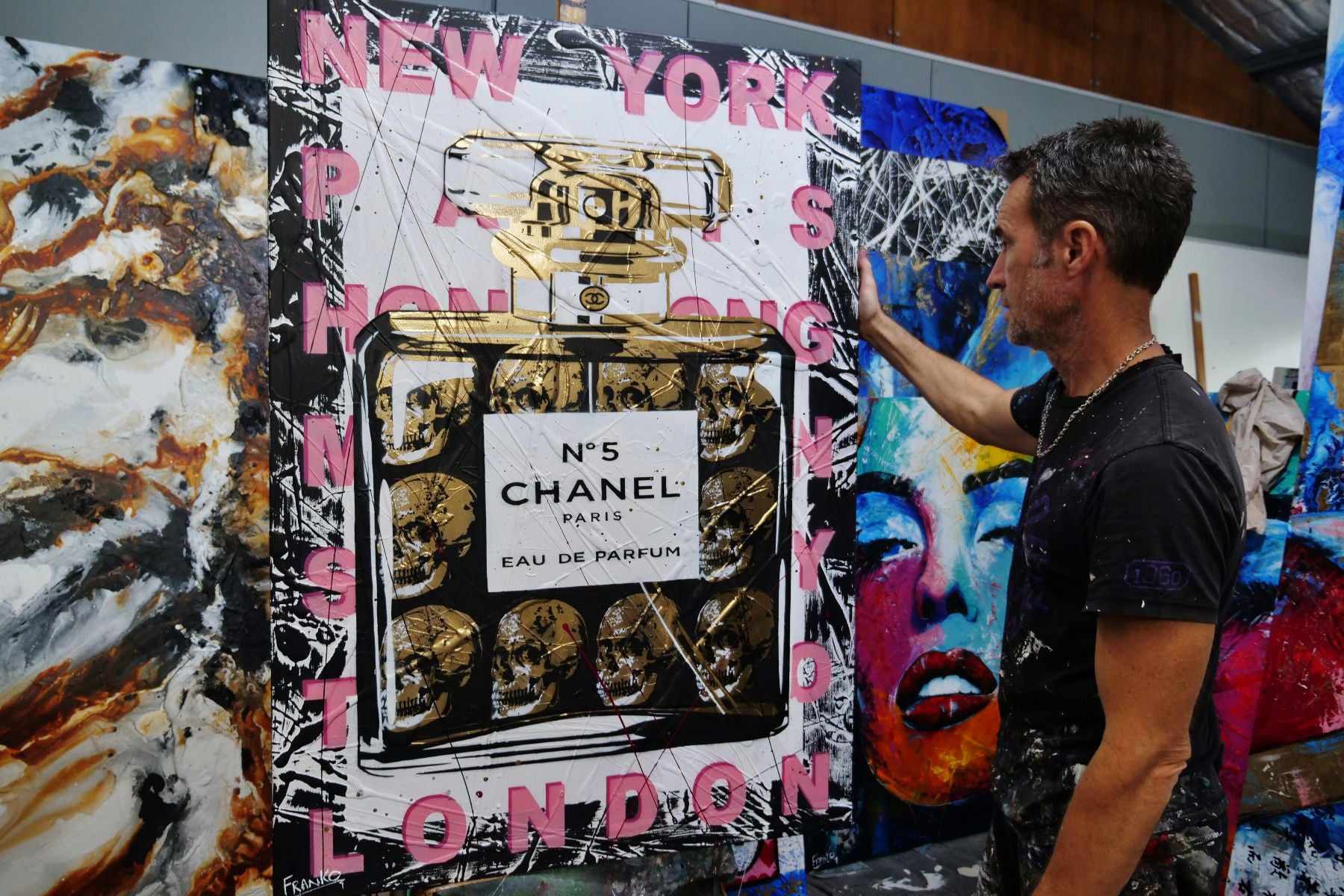 Le Chic 140cm x 100cm Textured Urban Pop Art Painting (SOLD)-Urban Pop Art-[Franko_Artist]-[The_Block]-[Dream_Homes]-[ideas]-[Grand_Designs]-[Art_Lover]-Franklin Art Studio