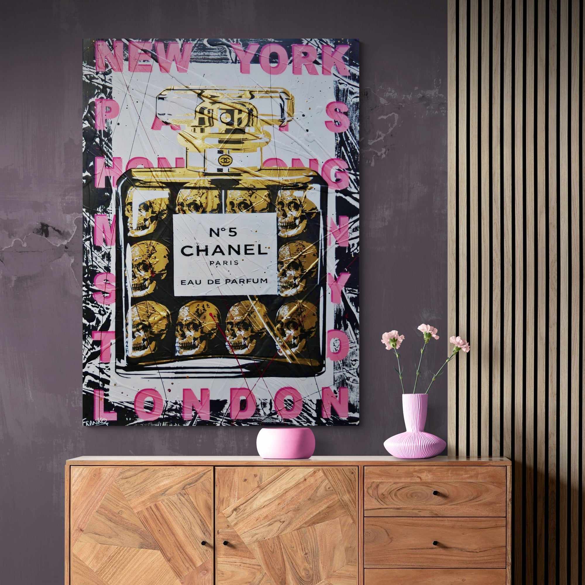 Chanel Le Chic 140cm x 100cm Chanel Bottle Textured Urban Pop Art Painting-Urban Pop Art-[Franko]-[Artist]-[Australia]-[Painting]-Franklin Art Studio