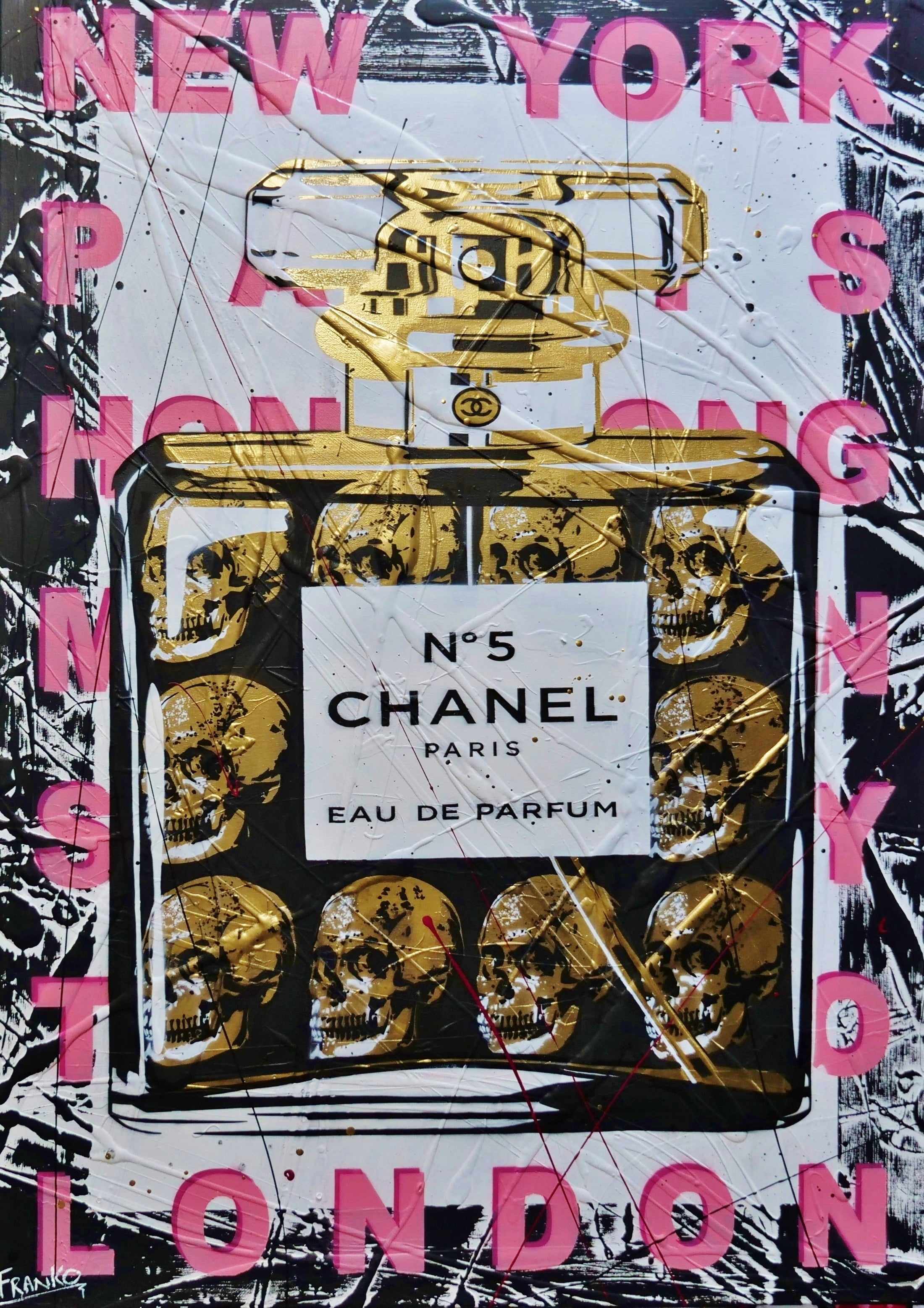 Le Chic 140cm x 100cm Textured Urban Pop Art Painting (SOLD)-Urban Pop Art-[Franko_Artist]-[Australian_artist]-[Gold_Coast]-[Brisbane]-[modern]-[contemporary]-[original]-[Large_artwork]-Franklin Art Studio