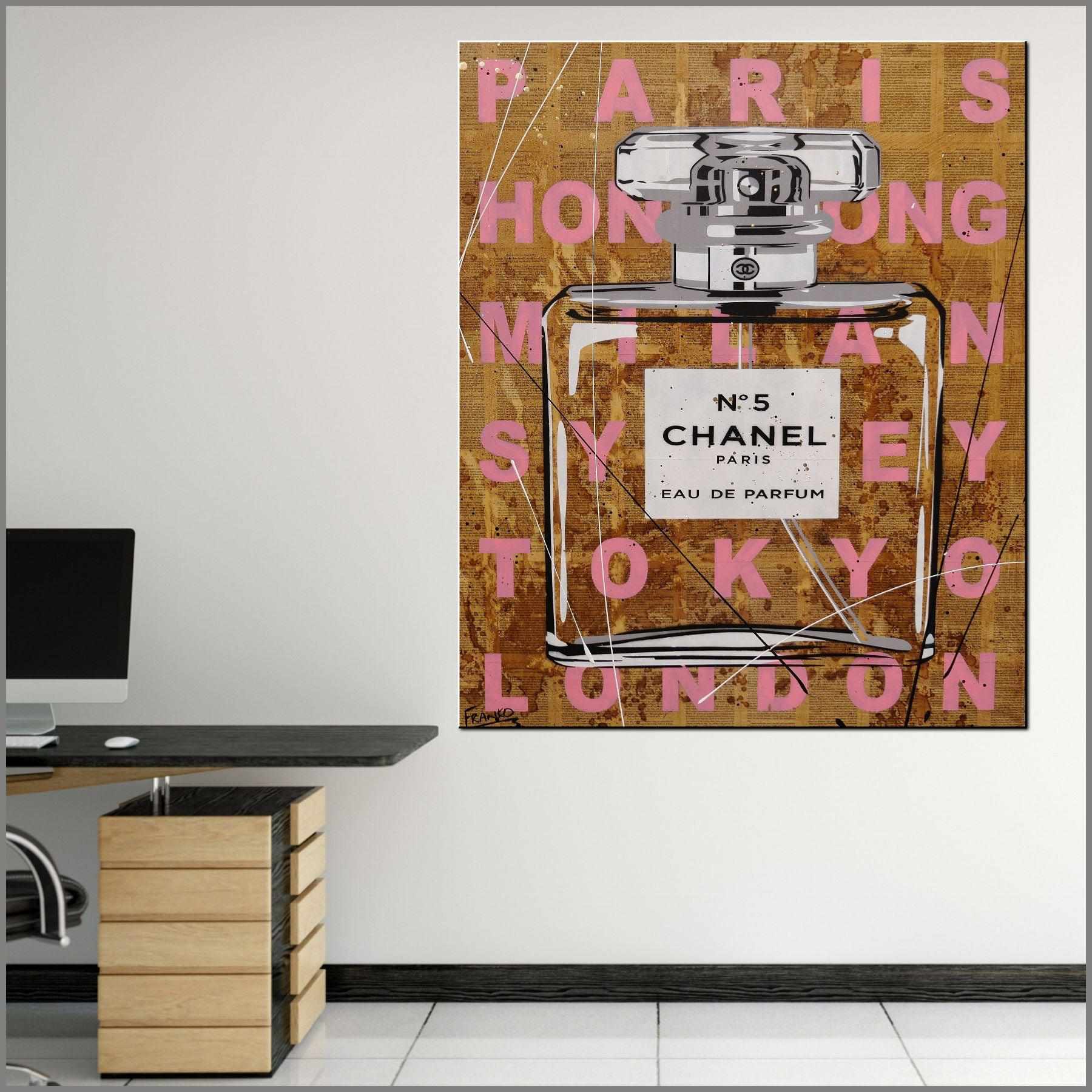 Chanel Pink 120cm x 100cm Pink Chanel Perfume Bottle Urban Pop Book Club Painting (SOLD)-book club-[Franko_Artist]-[Australian_artist]-[Gold_Coast]-[Brisbane]-[modern]-[contemporary]-[original]-[Large_artwork]-[The_Block]-[Dream_Homes]-[ideas]-[Grand_Designs]-[Art_Lover]-Franklin Art Studio