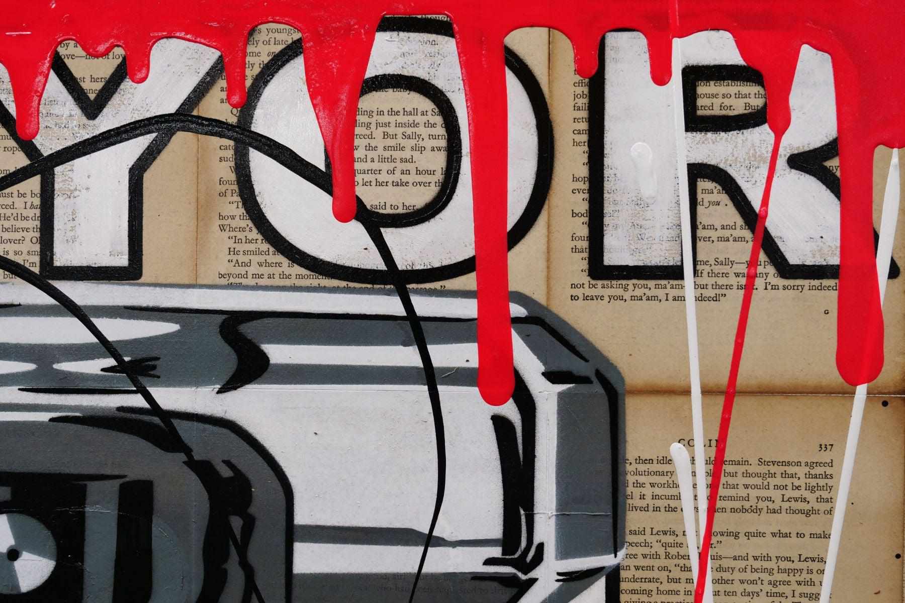 Strawberry Cupcake 120cm x 100cm C Vintage Book Page Urban Pop art Painting (SOLD)