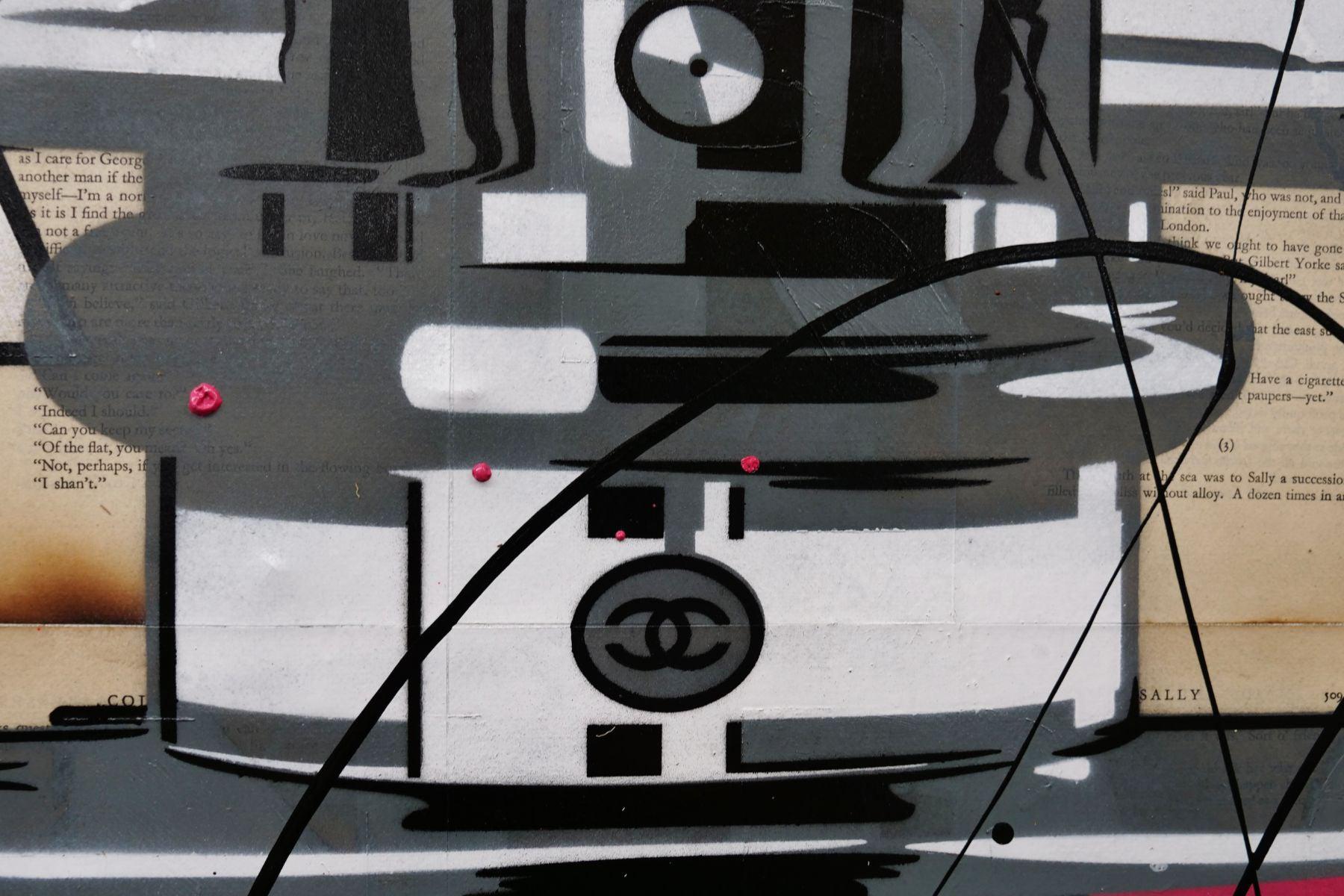 Chanel Strawberry Cupcake 120cm x 100cm Chanel Perfume Bottle Vintage Book Page Urban Pop art Painting (SOLD)-Abstract-[Franko]-[Artist]-[Australia]-[Painting]-Franklin Art Studio