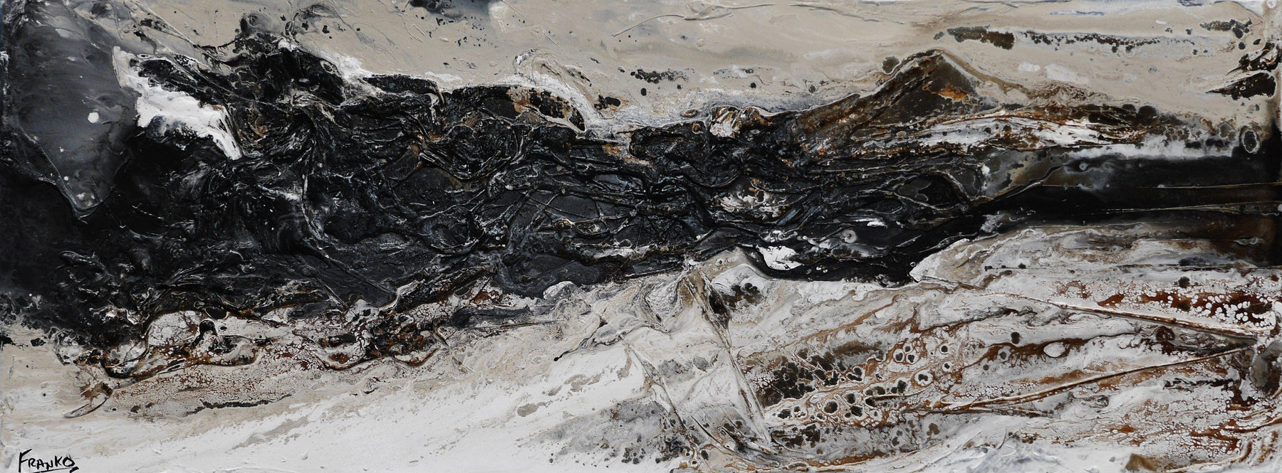 Changed 160cm x 60cm Grey Black Textured Abstract Painting (SOLD)-Abstract-[Franko_Artist]-[Australian_artist]-[Gold_Coast]-[Brisbane]-[modern]-[contemporary]-[original]-[Large_artwork]-Franklin Art Studio