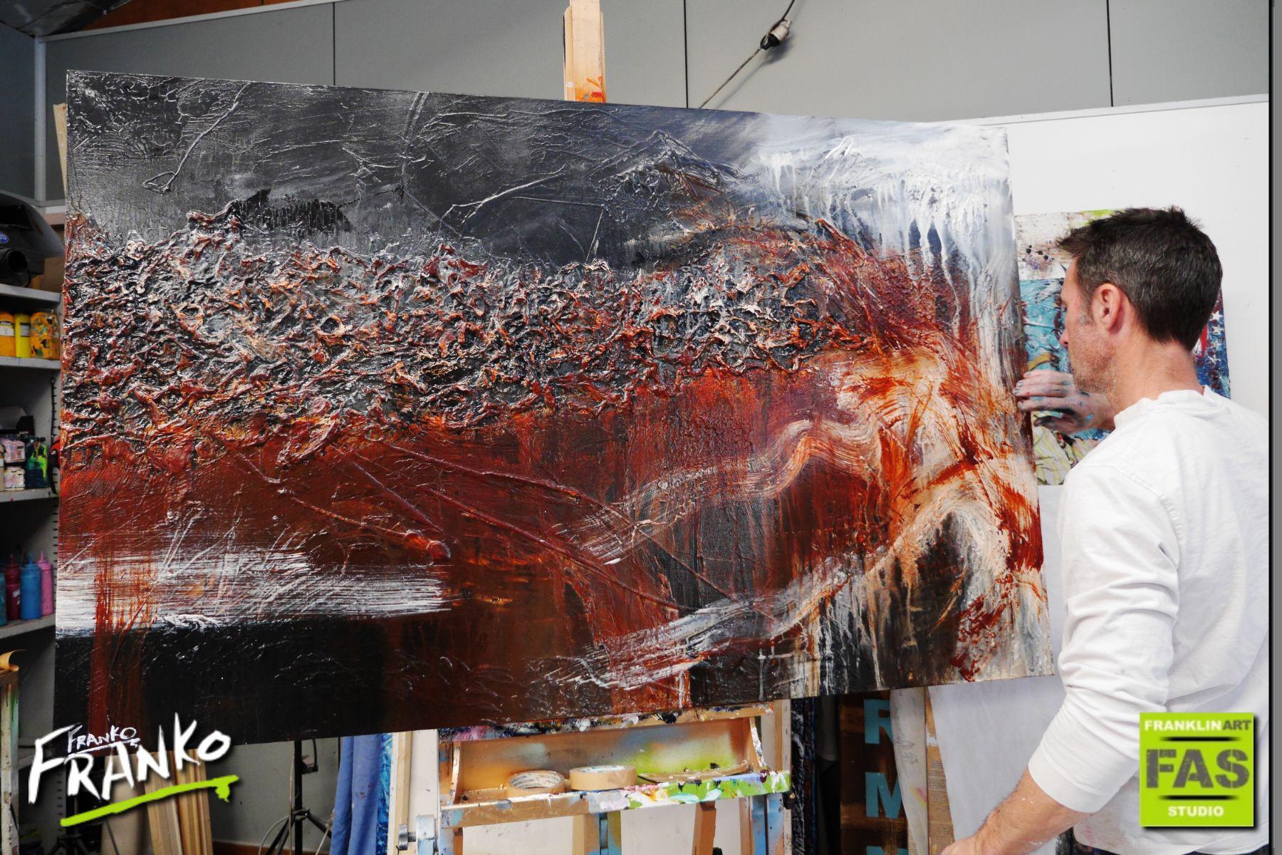 Charcoal Blend 160cm x 100cm Brown Black Textured Abstract Painting (SOLD)-Abstract-[Franko_Artist]-[The_Block]-[Dream_Homes]-[ideas]- [Grand_Designs]-Franklin Art Studio