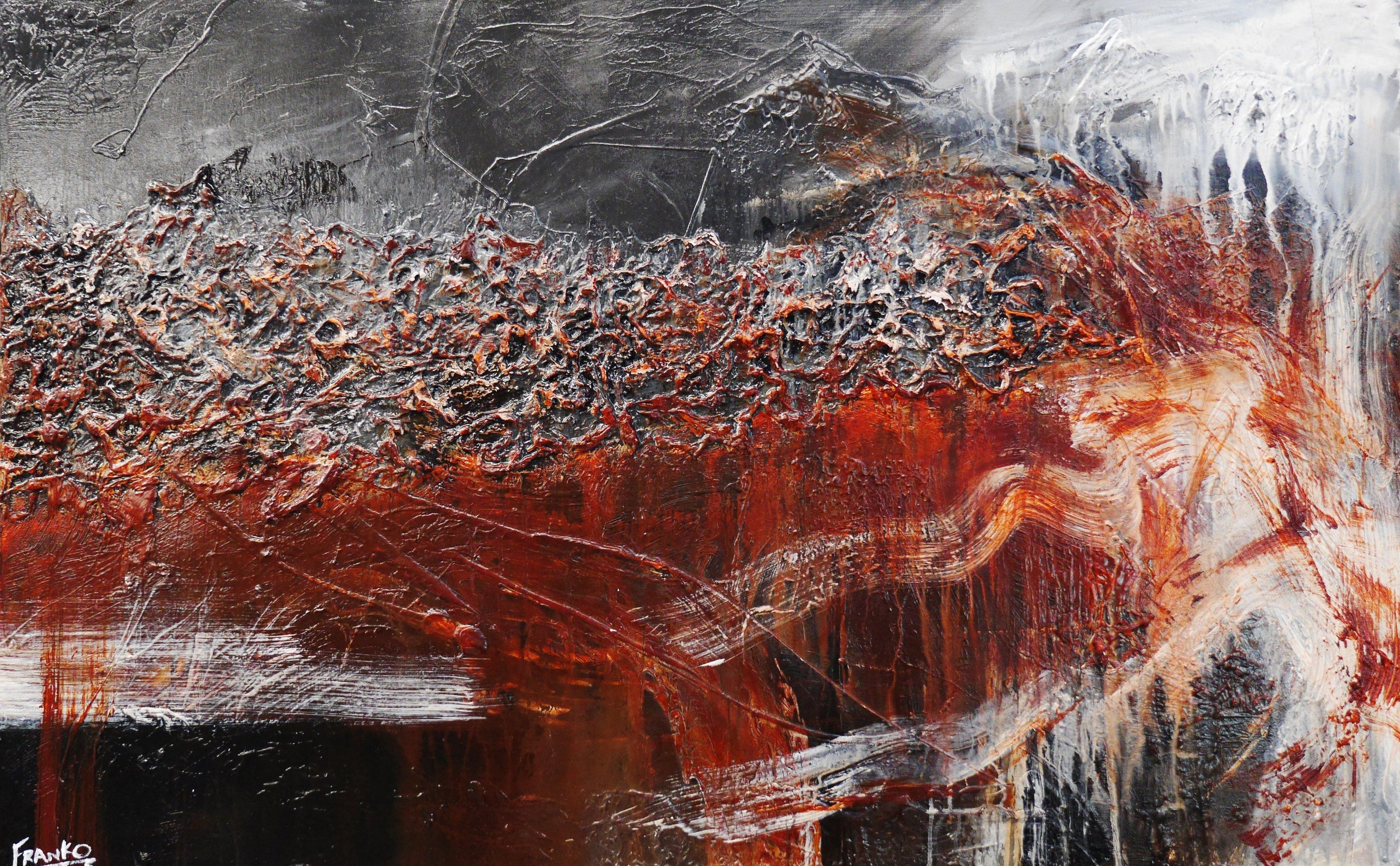 Charcoal Blend 160cm x 100cm Brown Black Textured Abstract Painting (SOLD)-Abstract-[Franko_Artist]-[Australian_artist]-[Gold_Coast]-[Brisbane]-[modern]-[contemporary]-[original]-[Large_artwork]-Franklin Art Studio
