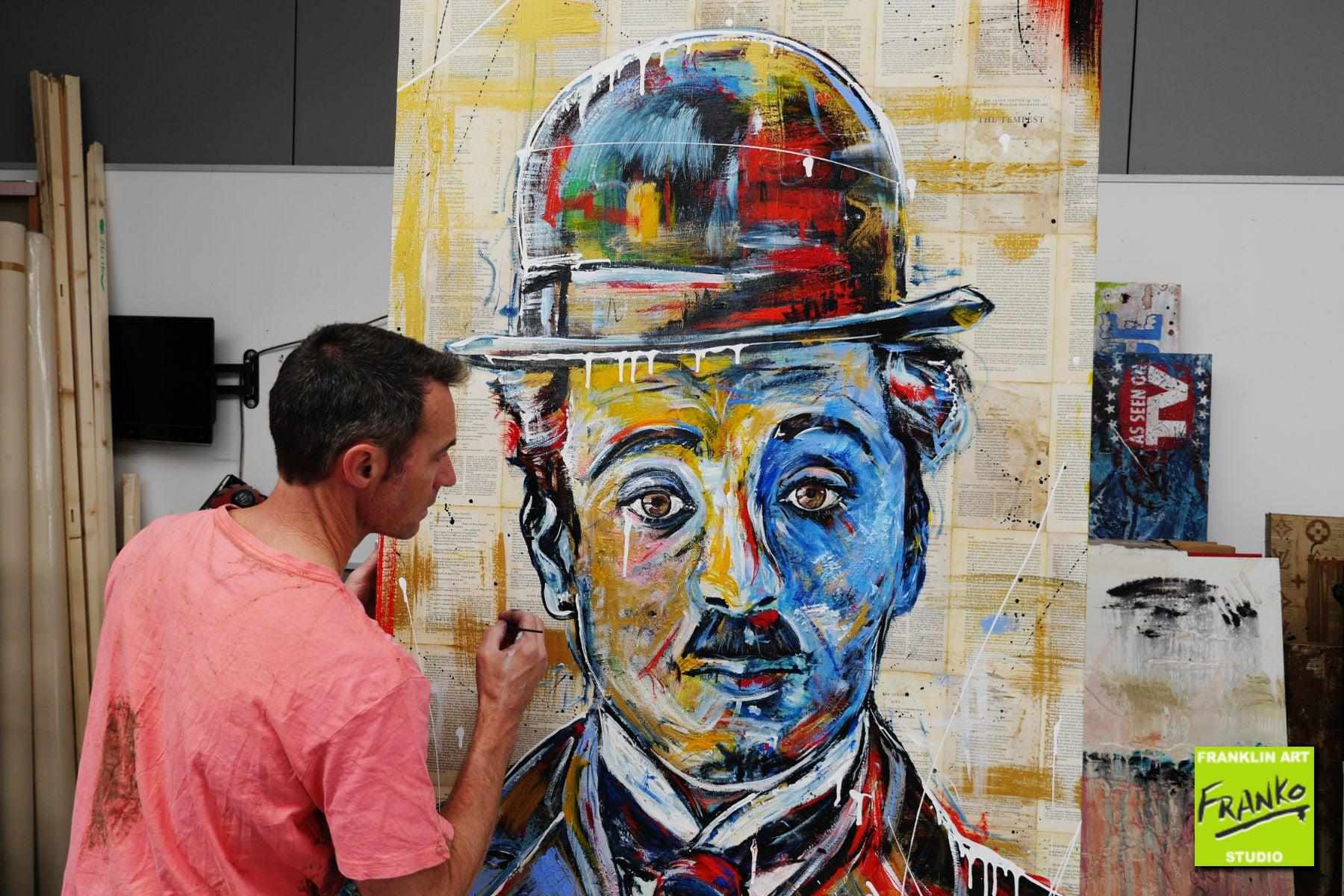 Charlie Chaplin Simply 140cm x 100cm Charlie Chaplin Book Pop art Painting (SOLD)-book club-[Franko_Artist]-[The_Block]-[Dream_Homes]-[ideas]- [Grand_Designs]-Franklin Art Studio