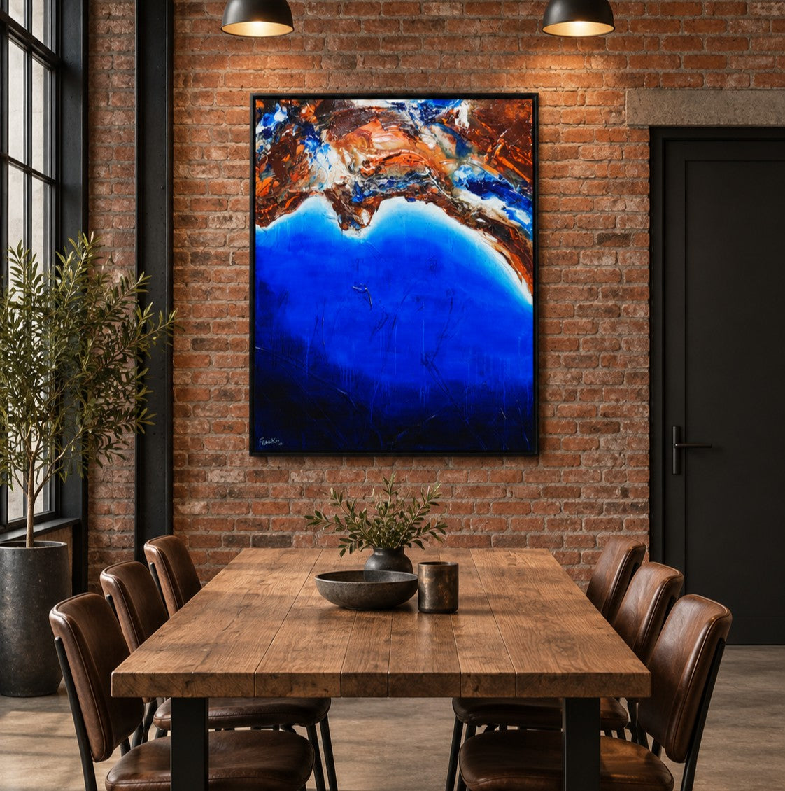 Red Coastline 120cm x 150cm Textured Abstract Painting