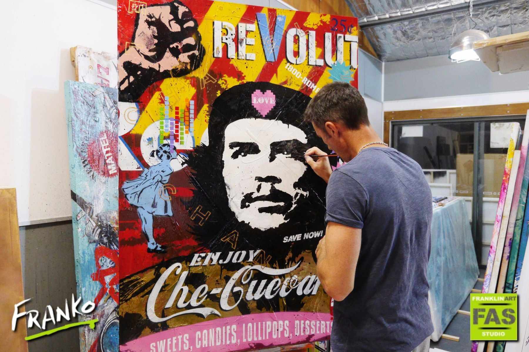 Che Revolutions 140cm x 100cm Che Guevara Pop Art Painting (SOLD)-urban pop-[Franko_Artist]-[The_Block]-[Dream_Homes]-[ideas]- [Grand_Designs]-Franklin Art Studio
