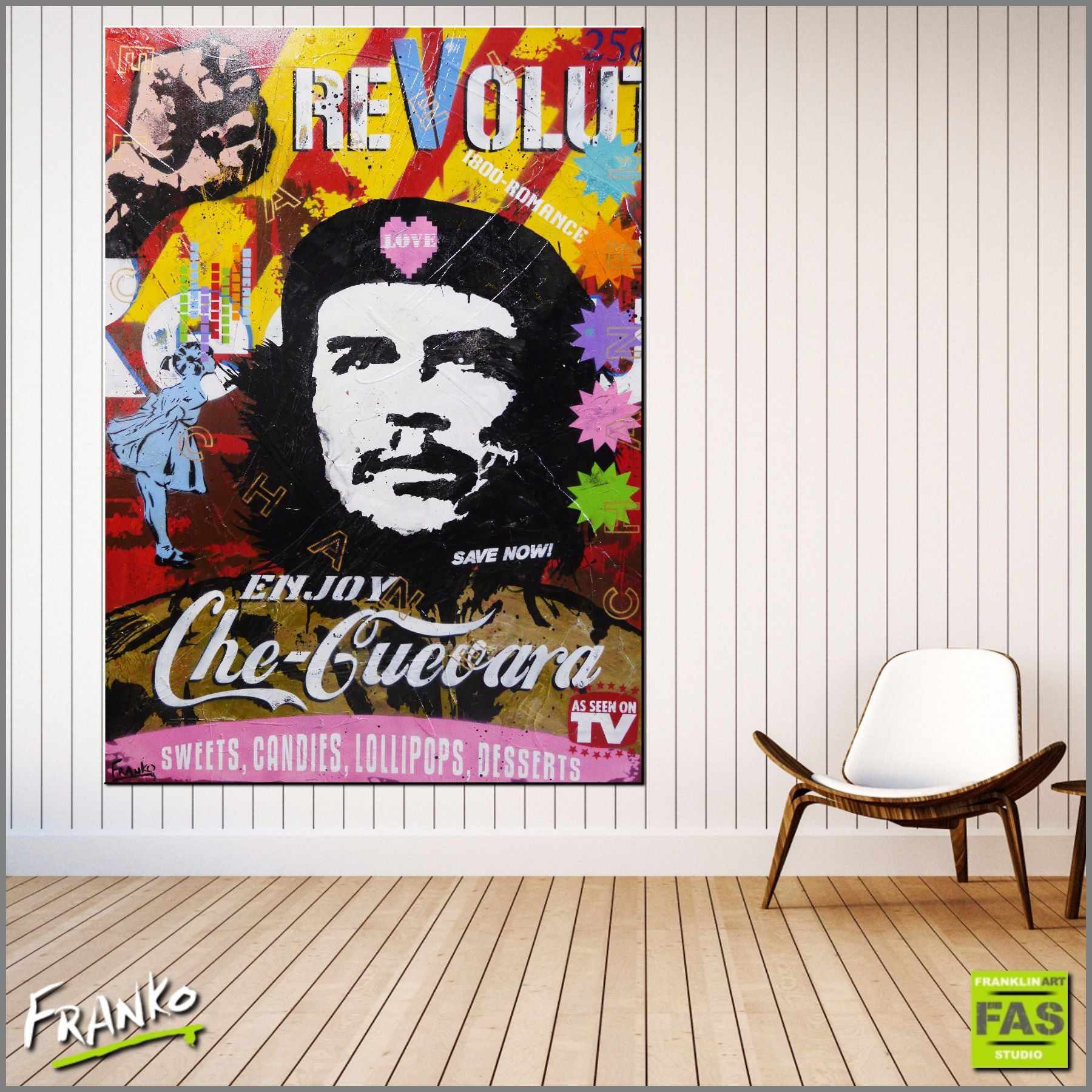 Che Revolutions 140cm x 100cm Che Guevara Pop Art Painting (SOLD)-urban pop-[Franko_Artist]-[Australian_artist]-[Gold_Coast]-[Brisbane]-[modern]-[contemporary]-[original]-[Large_artwork]-[The_Block]-[Dream_Homes]-[ideas]-[Grand_Designs]-[Art_Lover]-Franklin Art Studio