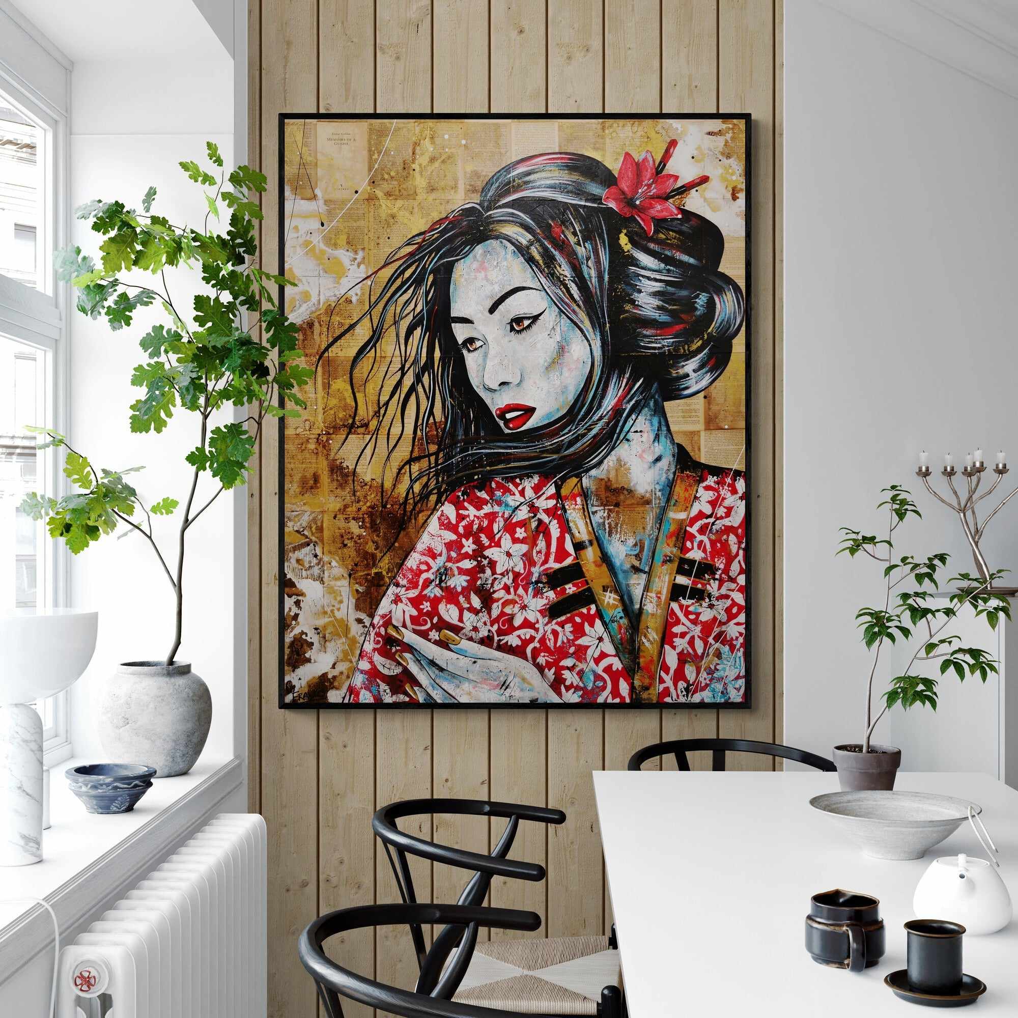Cherry Asami 120cm x 150cm Geisha Abstract Realism Book Club Painting (SOLD)-book club-[Franko_Artist]-[The_Block]-[Dream_Homes]-[ideas]-[Grand_Designs]-[Art_Lover]-Franklin Art Studio