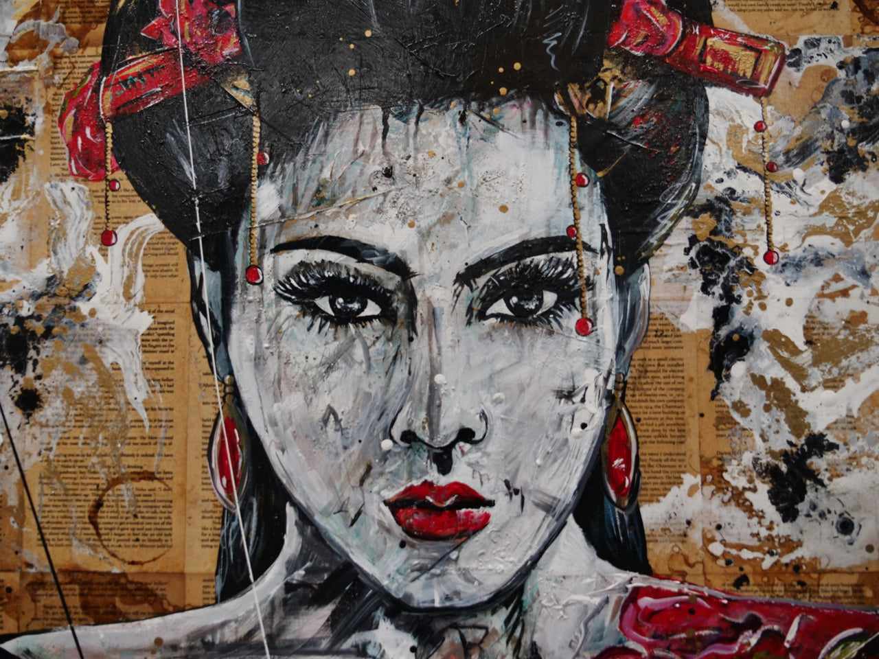 Cherry Ocho 140cm x 100cm Geisha Abstract Realism Book Club Painting (SOLD)