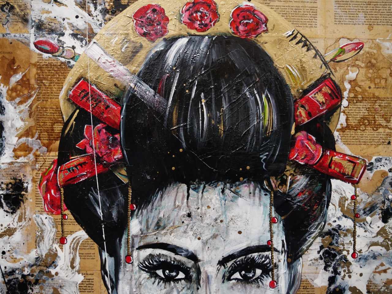 Cherry Ocho 140cm x 100cm Geisha Abstract Realism Book Club Painting (SOLD)