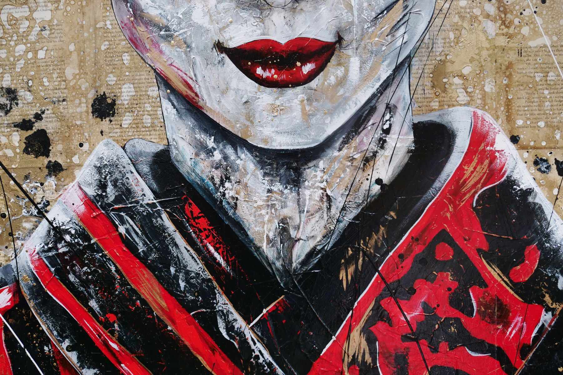 Cherry Pride 120cm x 120cm Geisha Abstract Realism Book Club Painting (SOLD)