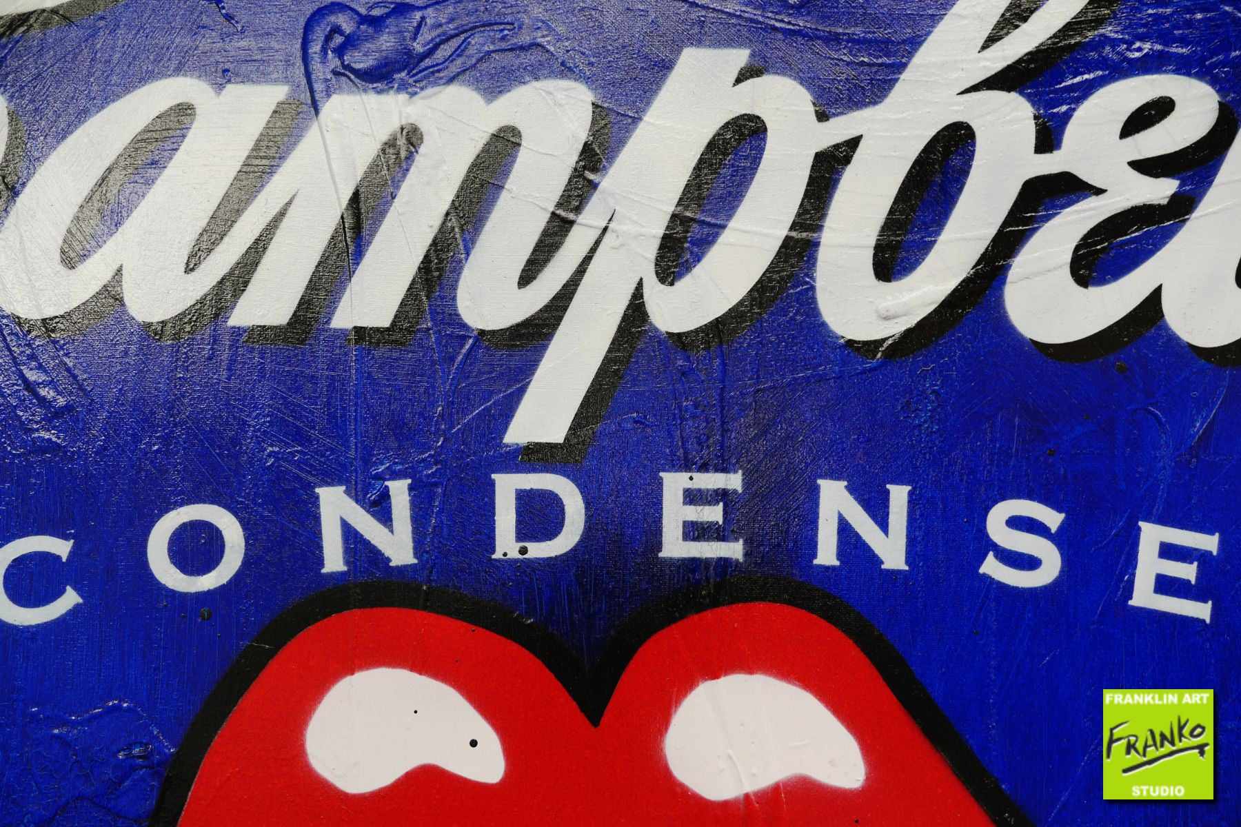 Chunky Stewed Up Rolling Stones 140cm x 100cm Campbells Soup Rolling Stones Textured Urban Pop Art Painting (SOLD)