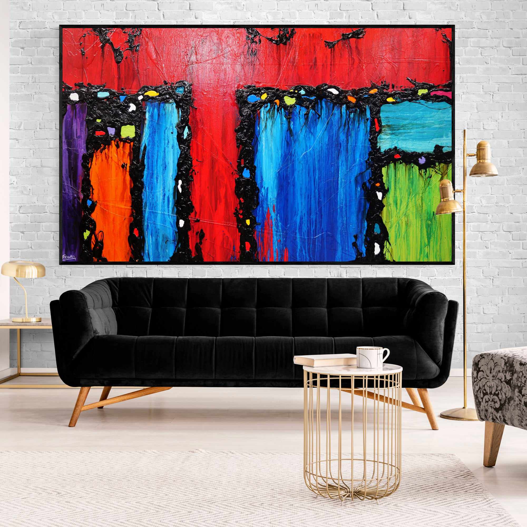 Circus Extravaganza 250cm x 150cm Red Textured Abstract Painting (SOLD)-Abstract-[Franko_Artist]-[The_Block]-[Dream_Homes]-[ideas]-[Grand_Designs]-[Art_Lover]-Franklin Art Studio