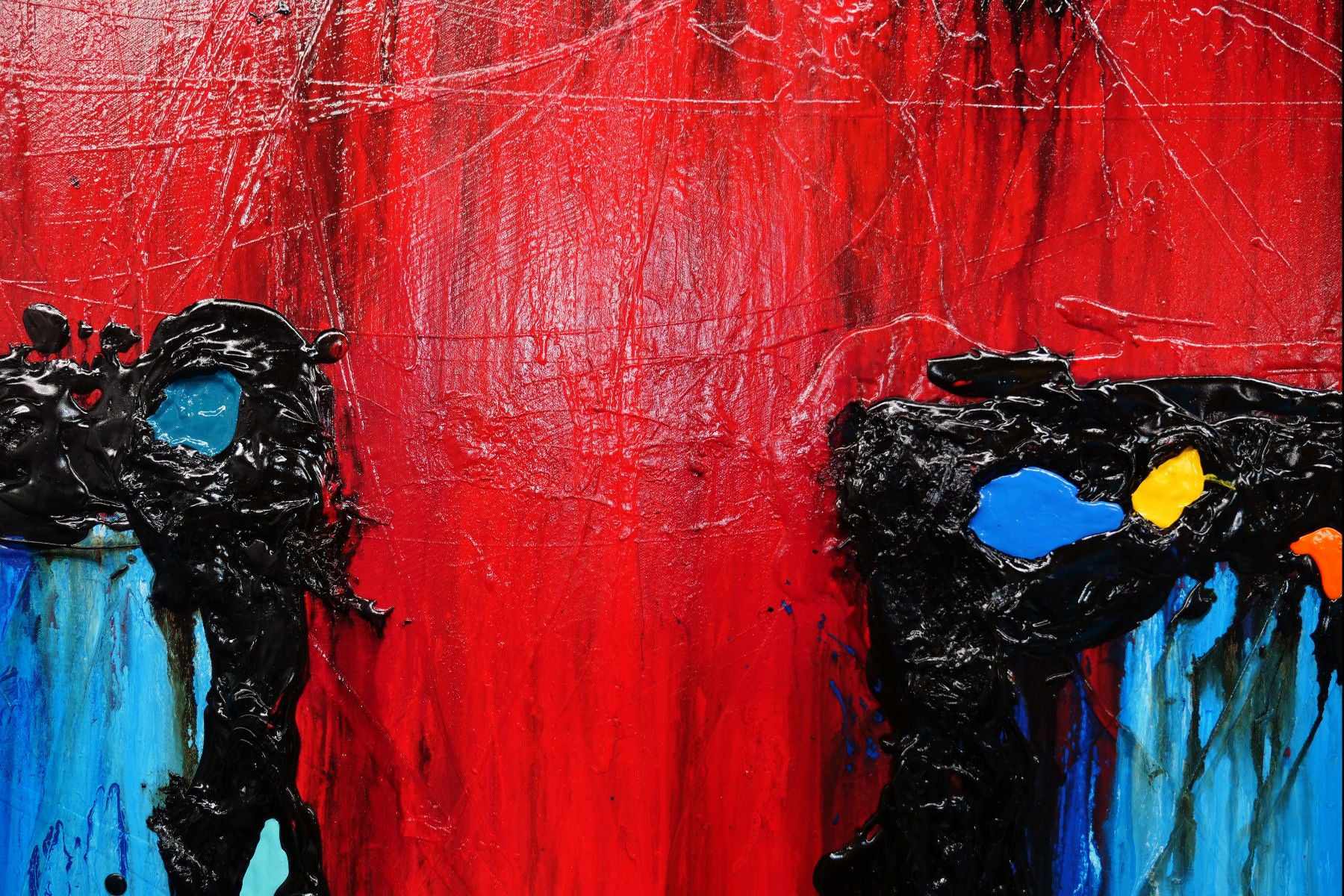 Circus Extravaganza 250cm x 150cm Red Textured Abstract Painting (SOLD)