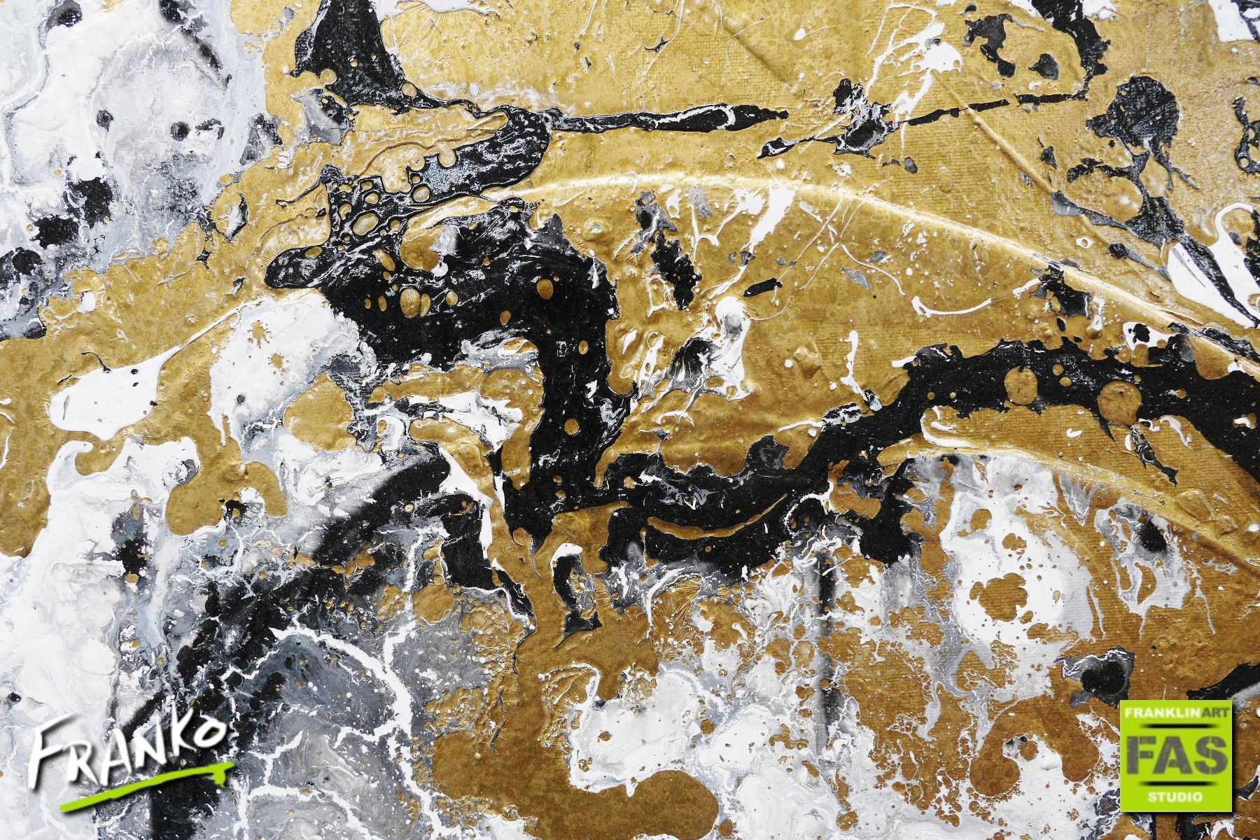 Class and Bling 75cm x 100cm Gold White Abstract Painting (SOLD)
