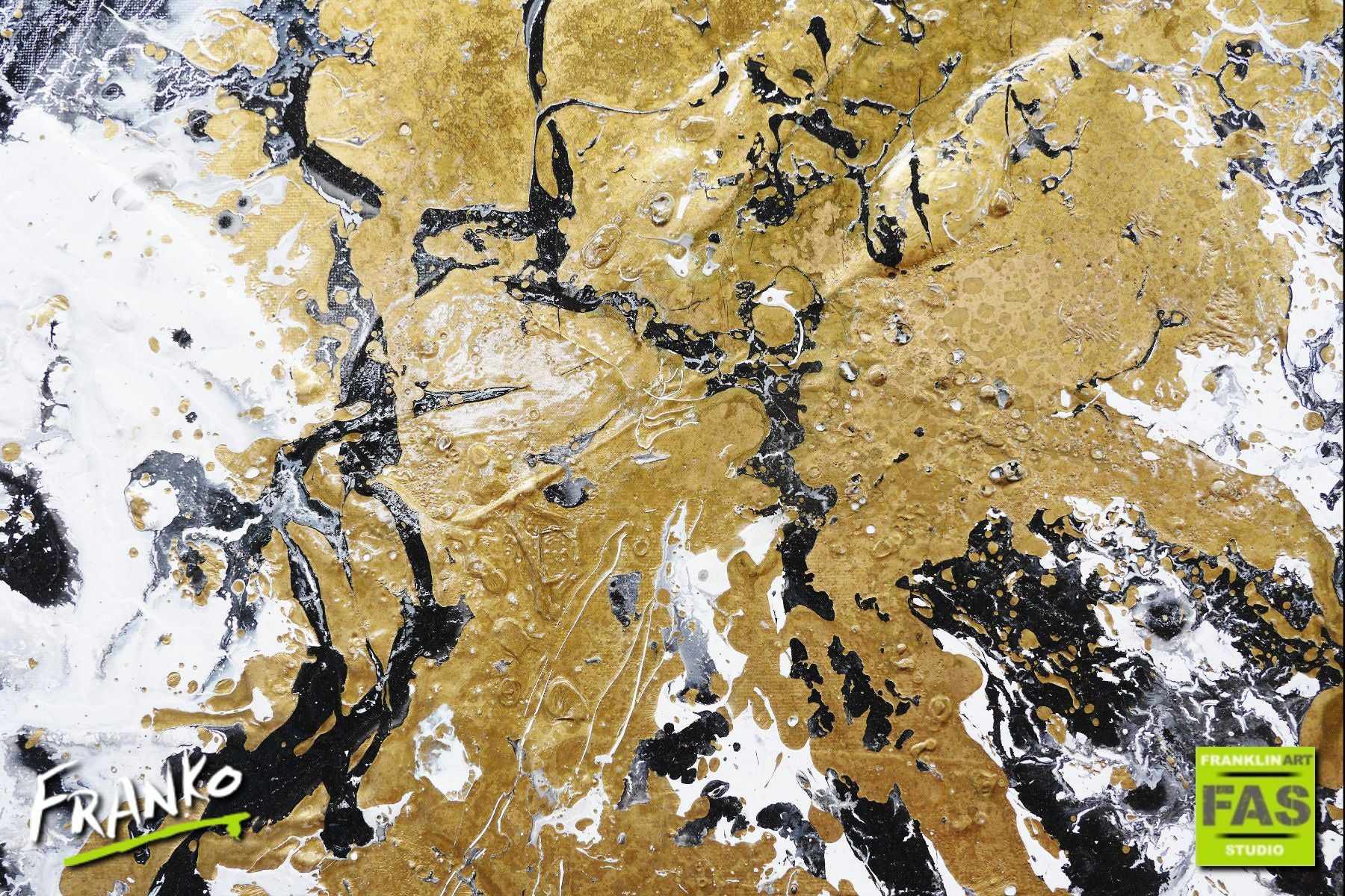 Class and Bling 75cm x 100cm Gold White Abstract Painting (SOLD)-Abstract-[Franko]-[Artist]-[Australia]-[Painting]-Franklin Art Studio