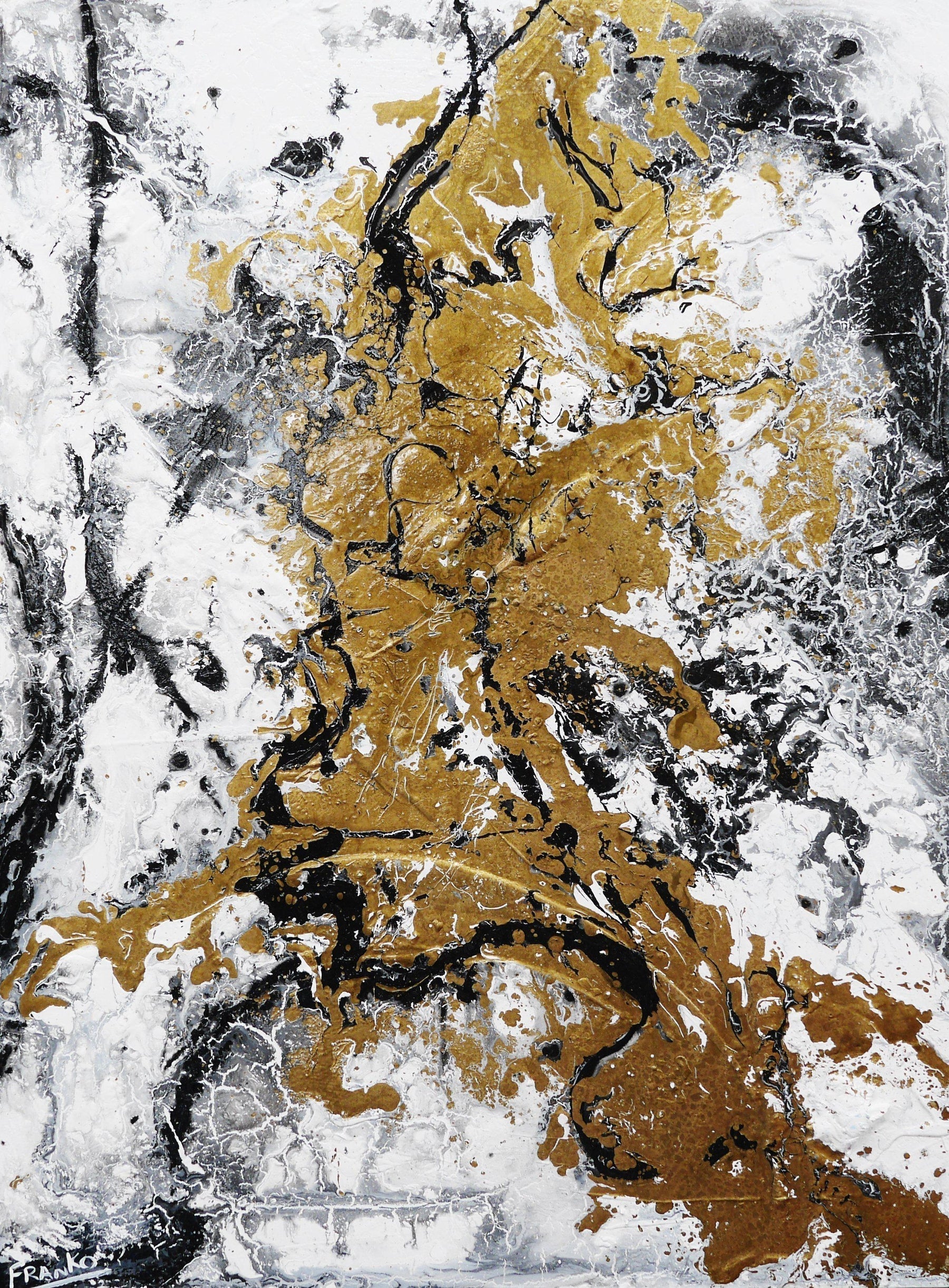 Class and Bling 75cm x 100cm Gold White Abstract Painting (SOLD)-Abstract-[Franko_Artist]-[Australian_artist]-[Gold_Coast]-[Brisbane]-[modern]-[contemporary]-[original]-[Large_artwork]-Franklin Art Studio