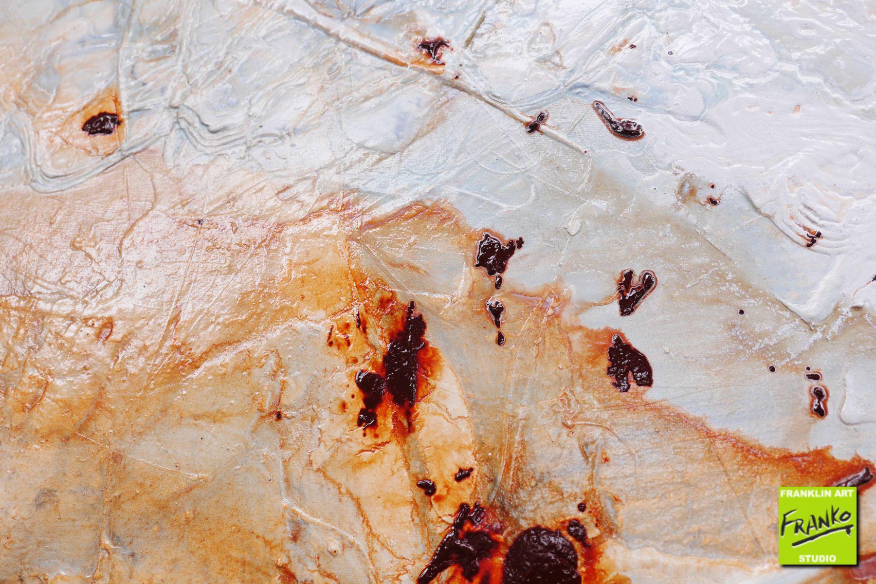 Clay 140cm x 100cm Blue White Brown Textured Abstract Painting (SOLD)