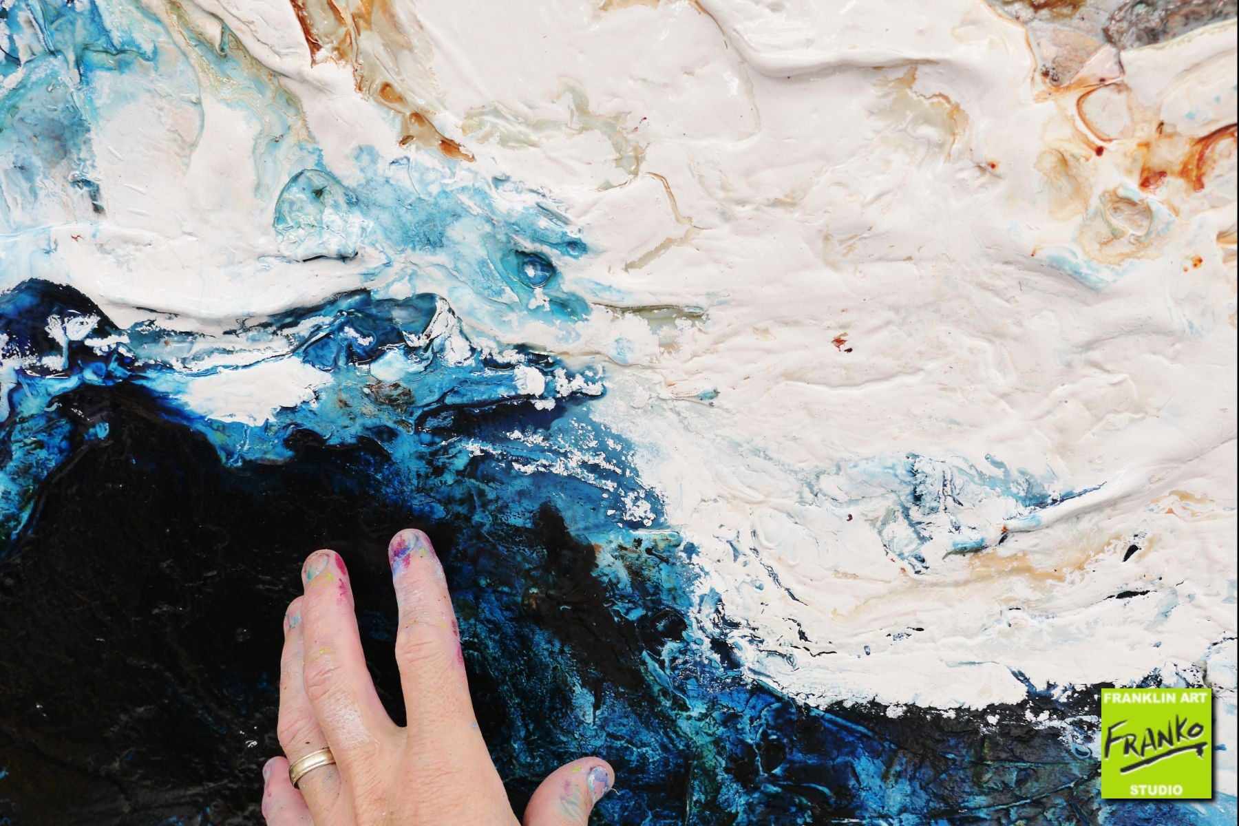 Clay 140cm x 100cm Blue White Brown Textured Abstract Painting (SOLD)