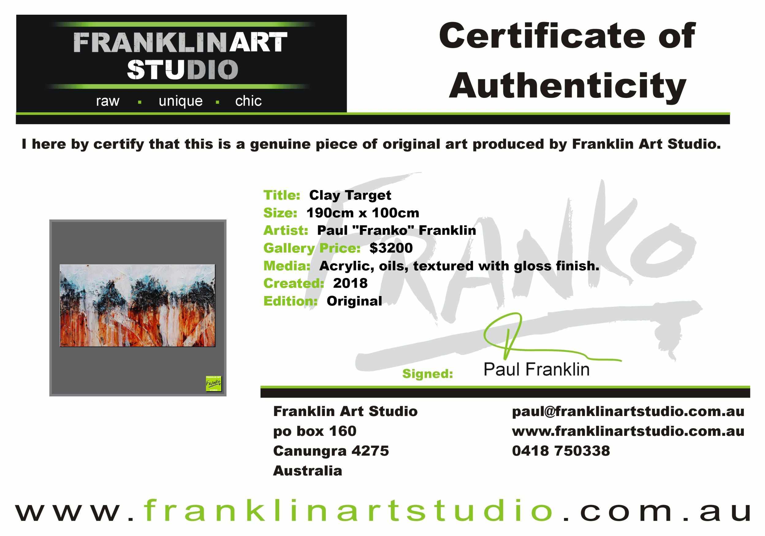 Clay Target 190cm x 100cm White Brown Textured Abstract Painting (SOLD)-Abstract-[Franko_Artist]-[The_Block]-[Dream_Homes]-[ideas]-[Grand_Designs]-[Art_Lover]-Franklin Art Studio