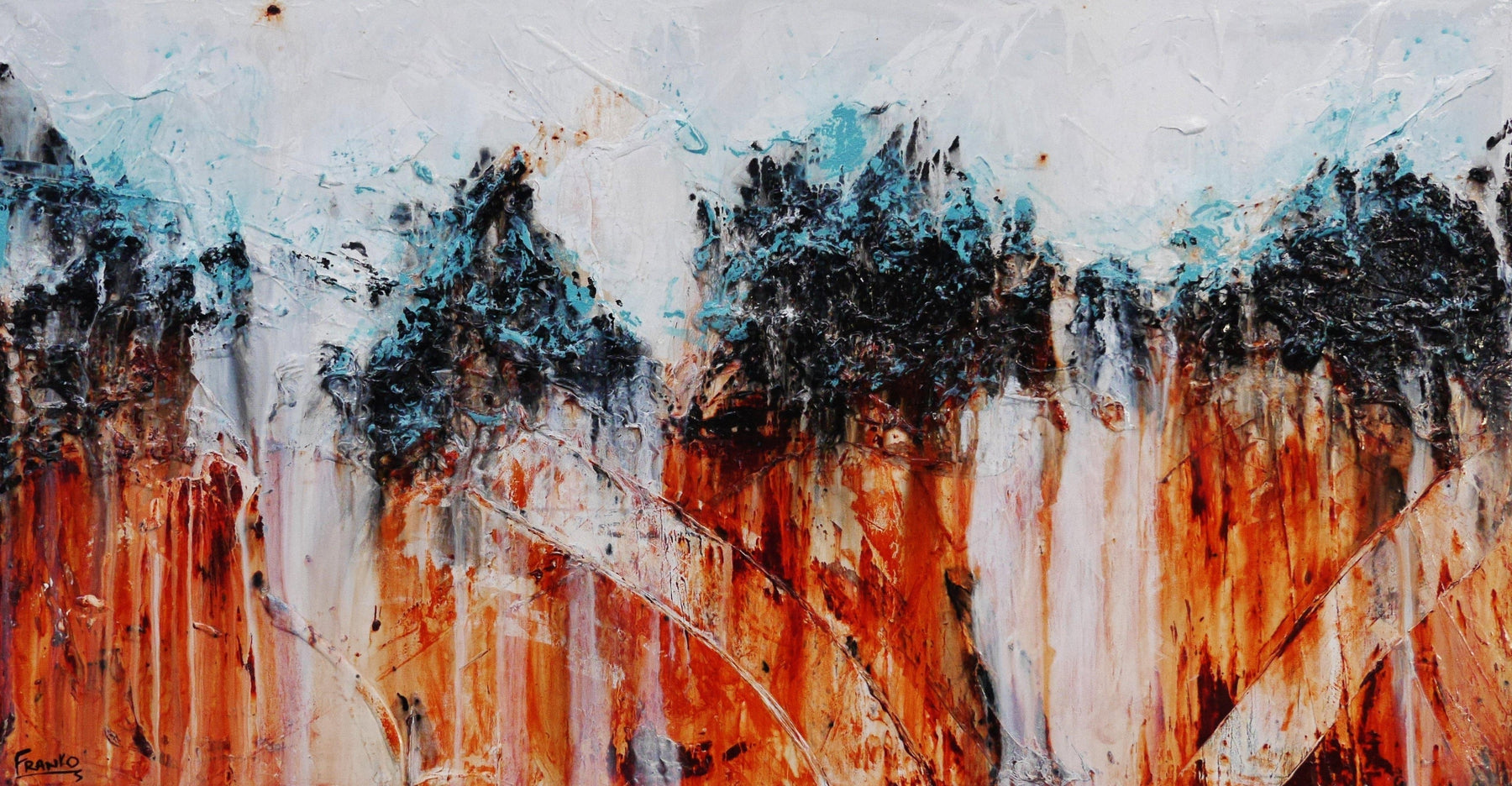 Clay Target 190cm x 100cm White Brown Textured Abstract Painting (SOLD)-Abstract-[Franko_Artist]-[Australian_artist]-[Gold_Coast]-[Brisbane]-[modern]-[contemporary]-[original]-[Large_artwork]-Franklin Art Studio