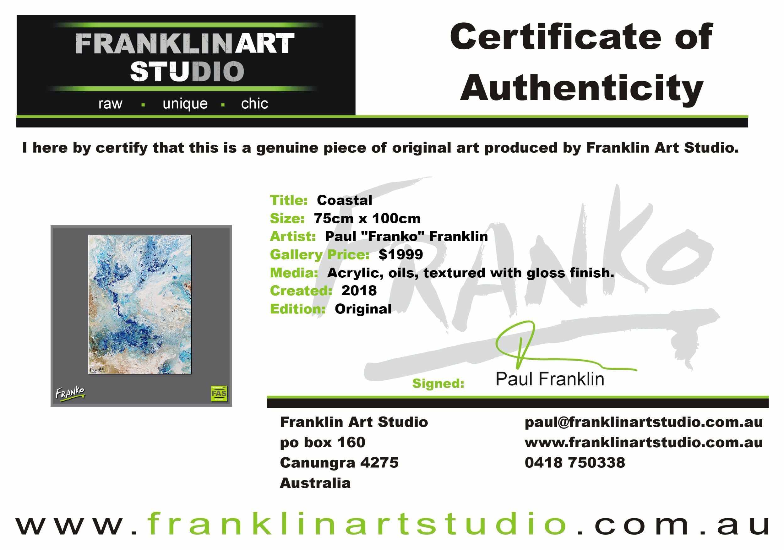Coastal 75cm x 100cm White Blue Abstract Painting (SOLD)-Abstract-[Franko_Artist]-[The_Block]-[Dream_Homes]-[ideas]-[Grand_Designs]-[Art_Lover]-Franklin Art Studio