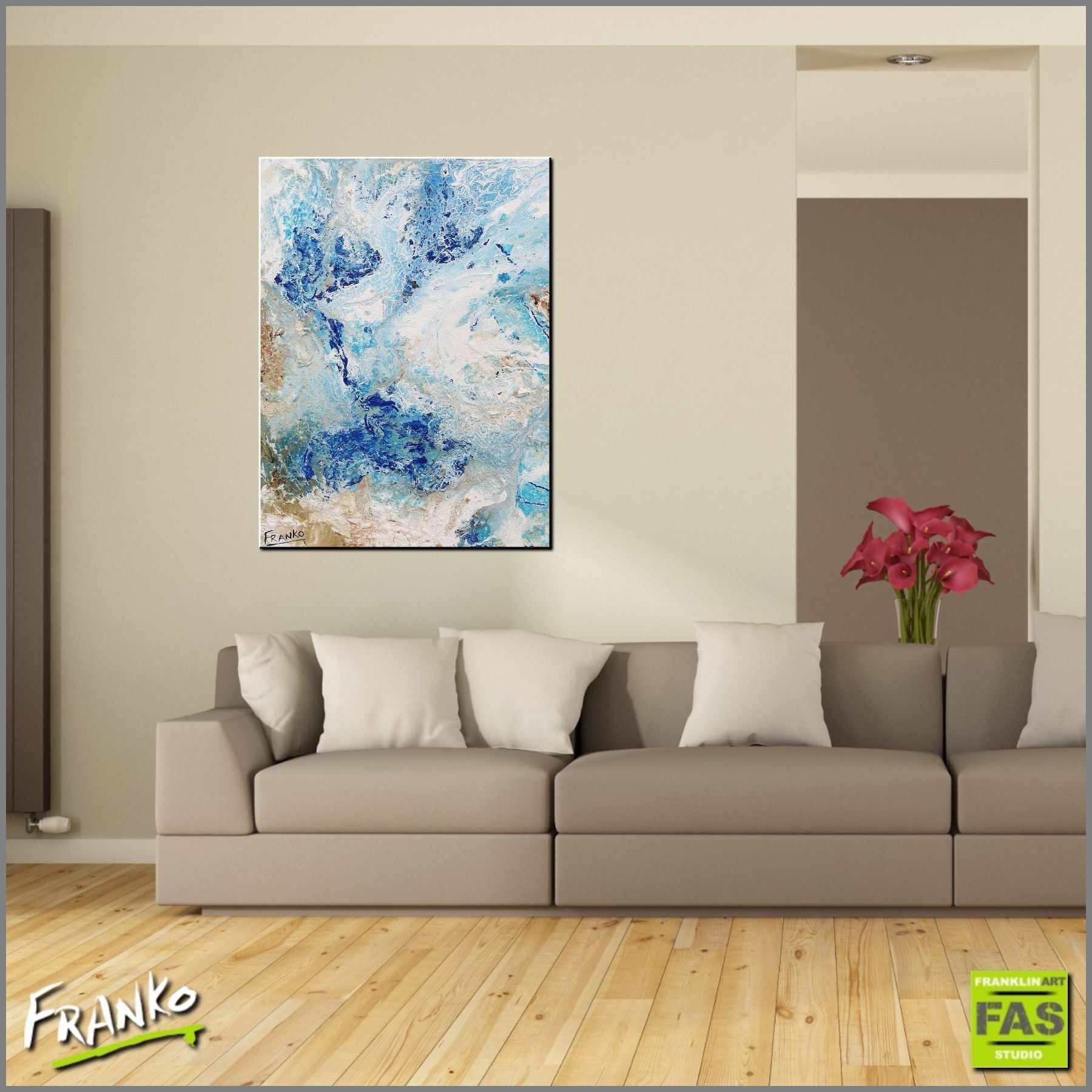 Coastal 75cm x 100cm White Blue Abstract Painting (SOLD)-Abstract-[Franko_Artist]-[Australian_artist]-[Gold_Coast]-[Brisbane]-[modern]-[contemporary]-[original]-[Large_artwork]-[The_Block]-[Dream_Homes]-[ideas]-[Grand_Designs]-[Art_Lover]-Franklin Art Studio