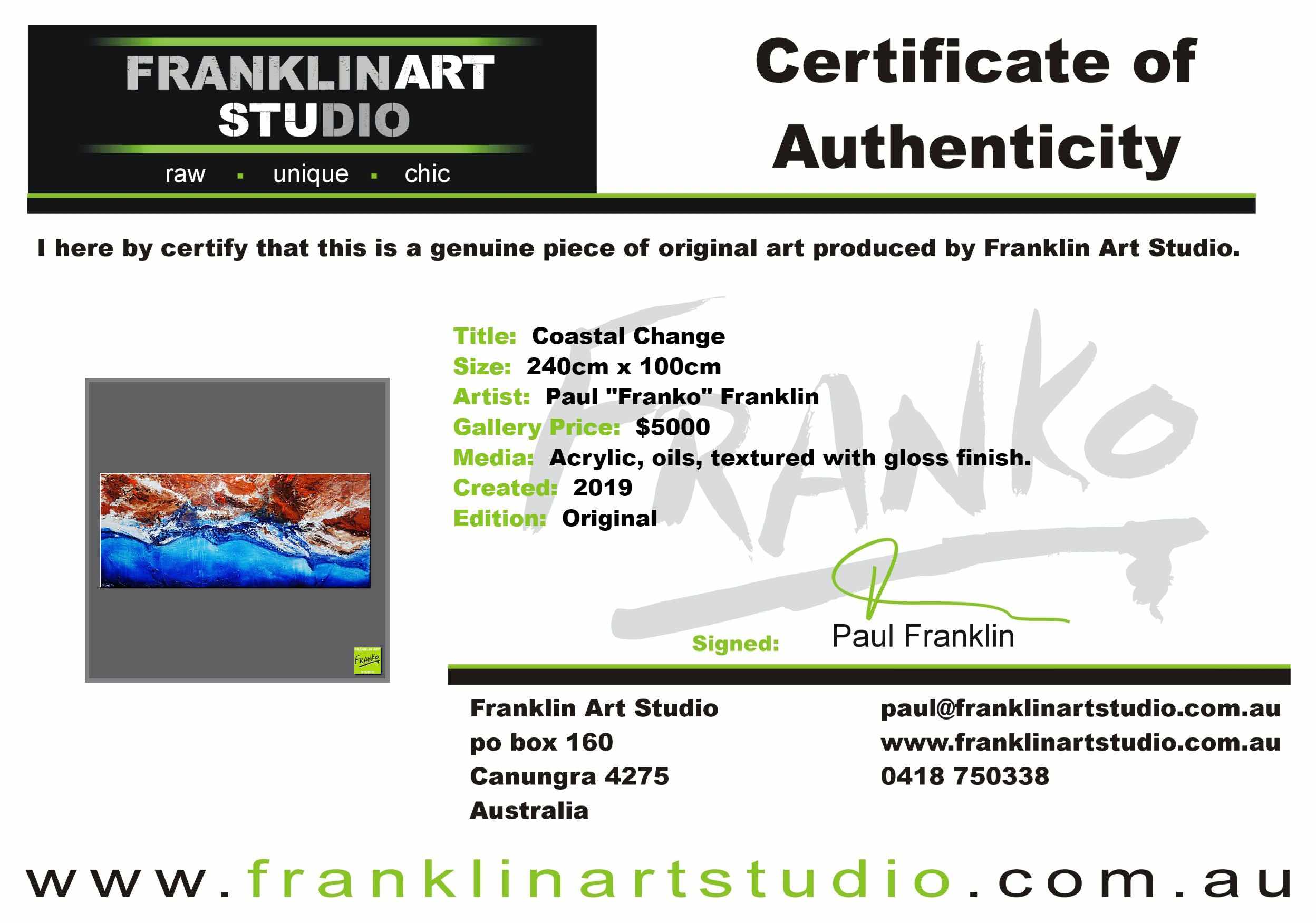 Coastal Change 240cm x 100cm Blue Brown Textured Abstract Painting (SOLD)-Abstract-[Franko_Artist]-[The_Block]-[Dream_Homes]-[ideas]-[Grand_Designs]-[Art_Lover]-Franklin Art Studio